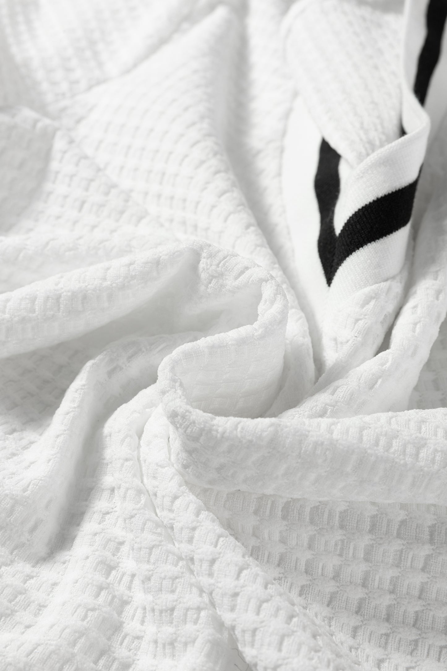 White Textured Knit Preppy Striped Trim V Neck Pullover Waffle Top-Tops/Long Sleeve Tops-[Adult]-[Female]-2022 Online Blue Zone Planet