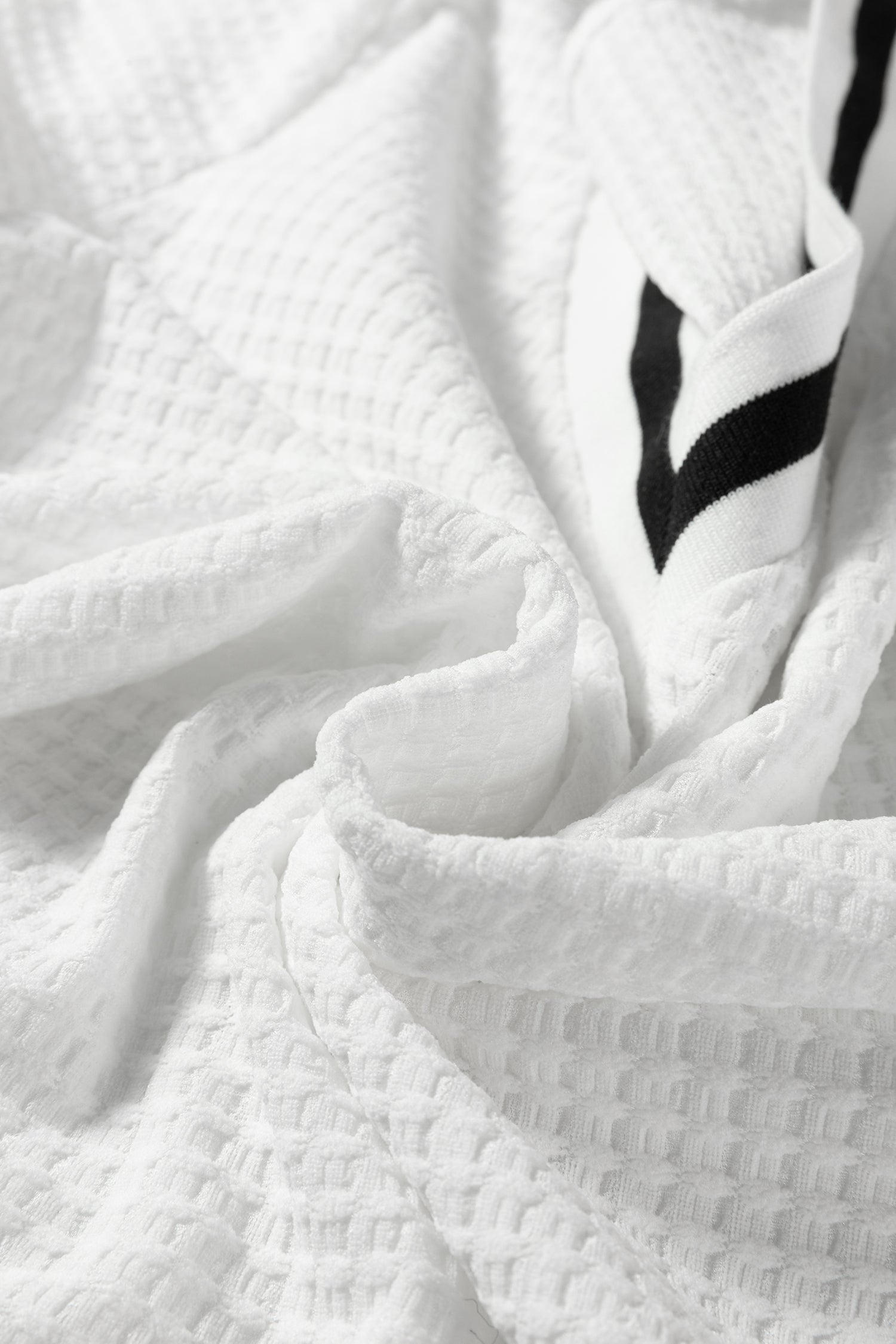 White Textured Knit Preppy Striped Trim V Neck Pullover Waffle Top-Tops/Long Sleeve Tops-[Adult]-[Female]-2022 Online Blue Zone Planet