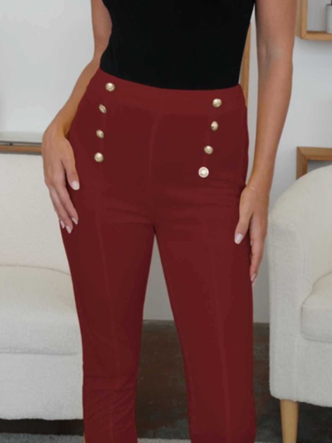 High Waist Skinny Pants-BOTTOMS SIZES SMALL MEDIUM LARGE-[Adult]-[Female]-2022 Online Blue Zone Planet