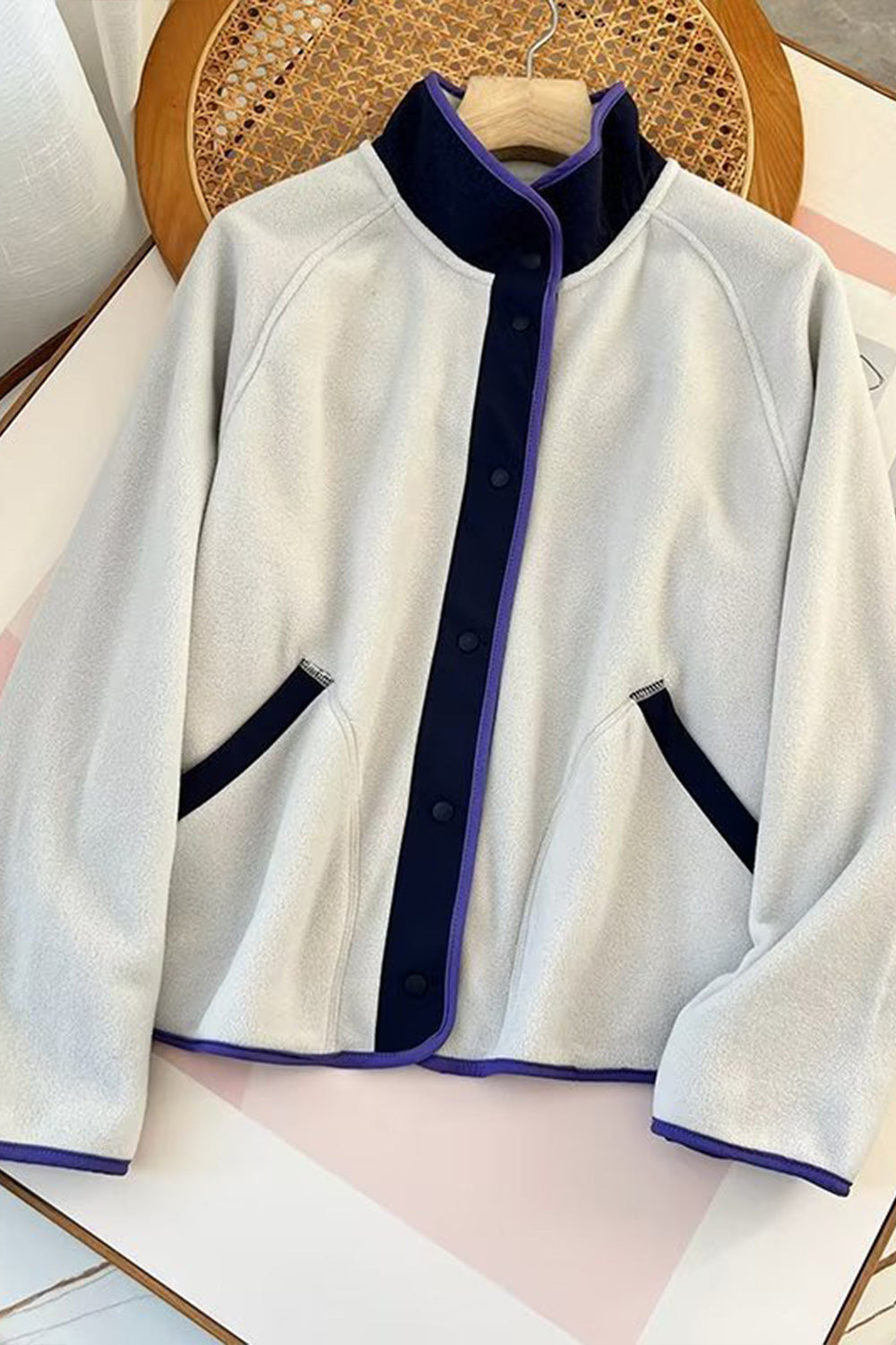 Double Take Snap Down Raglan Sleeve Jacket with Pockets-TOPS / DRESSES-[Adult]-[Female]-2022 Online Blue Zone Planet