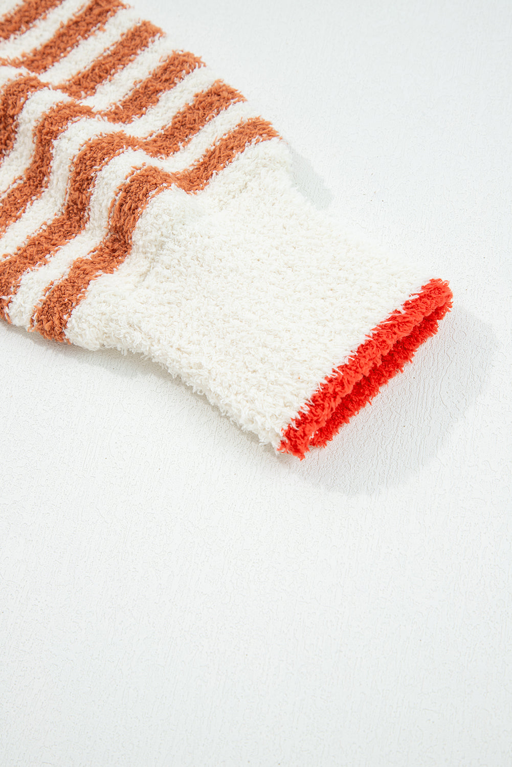Orange Stripe Cowl Neck Drop Shoulder Sweater-Sweaters & Cardigans/Sweaters-[Adult]-[Female]-2022 Online Blue Zone Planet