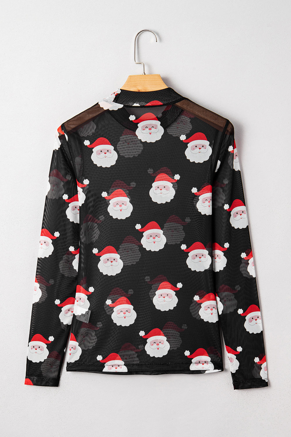 Black Christmas Fashion Print Slim Fit Long Sleeve Top-Tops/Long Sleeve Tops-[Adult]-[Female]-2022 Online Blue Zone Planet