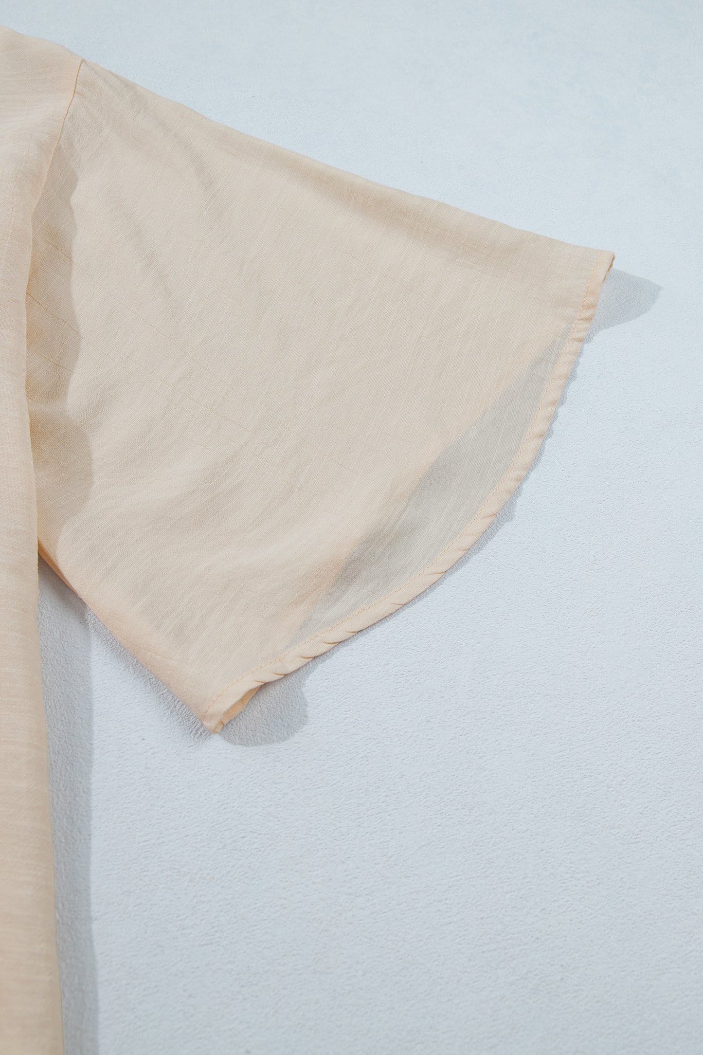 Oatmeal Sheer Lace Splicing Detail Bracelet Sleeve Loose Flowy Shirt-Bracelet-[Adult]-[Female]-2022 Online Blue Zone Planet