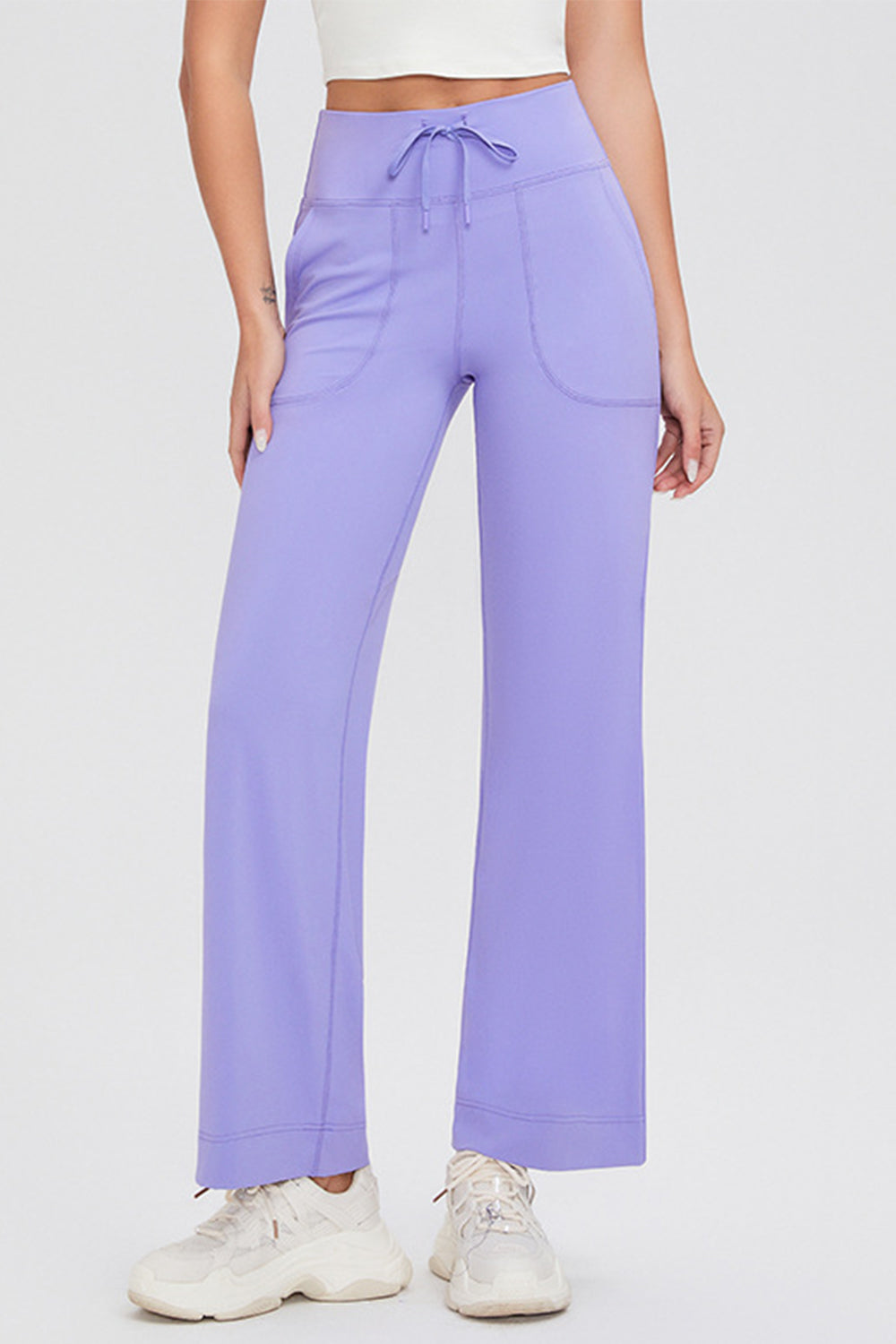 Basic Bae Full Size Drawstring High Waist Pants with Pockets-BOTTOMS SIZES SMALL MEDIUM LARGE-[Adult]-[Female]-Blue Purple-S-2022 Online Blue Zone Planet