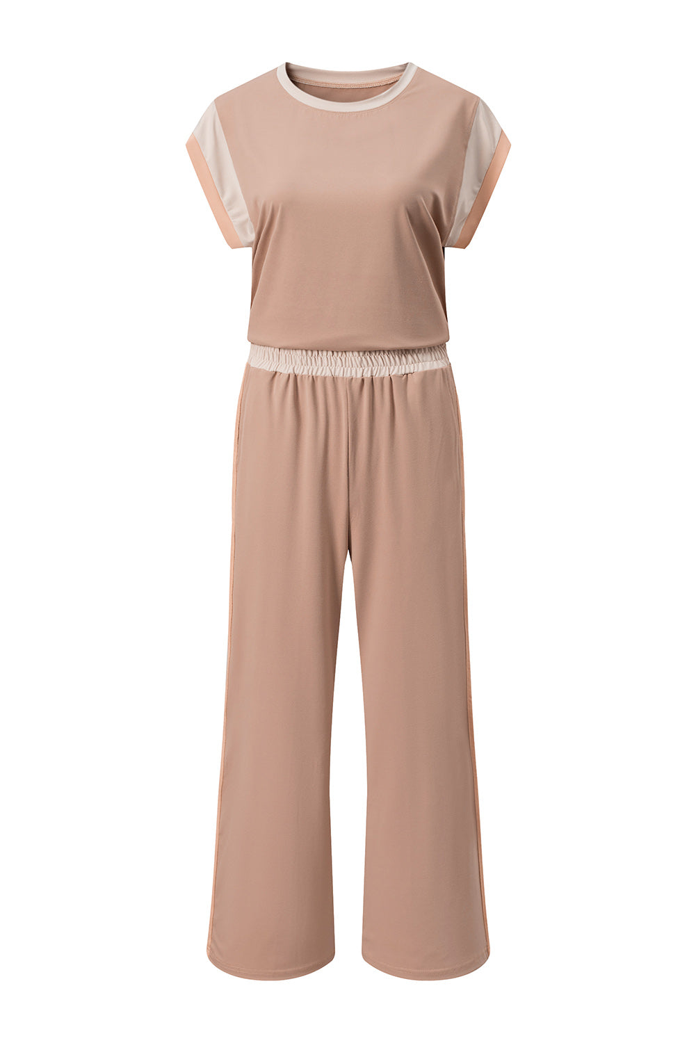 Navy Blue Color Block Detail Casual Two-piece Set-Two Piece Sets/Pant Sets-[Adult]-[Female]-2022 Online Blue Zone Planet