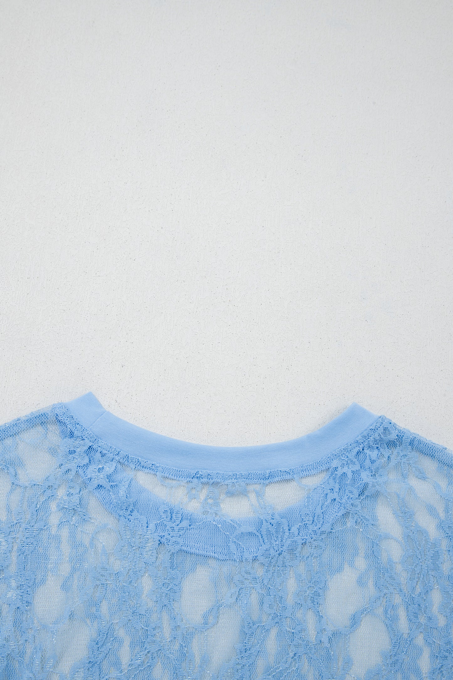Beau Blue Sheer Floral Lace Boxy Tee-Tops/Tops & Tees-[Adult]-[Female]-2022 Online Blue Zone Planet