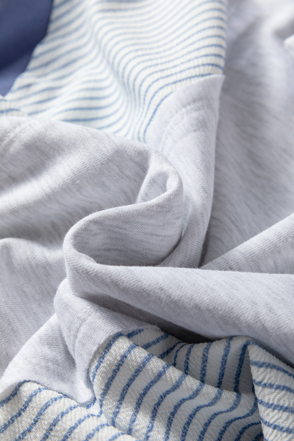 Light Grey Oversized Striped Colorblock Dolman Sleeve Collared Casual Top-Tops/Long Sleeve Tops-[Adult]-[Female]-2022 Online Blue Zone Planet