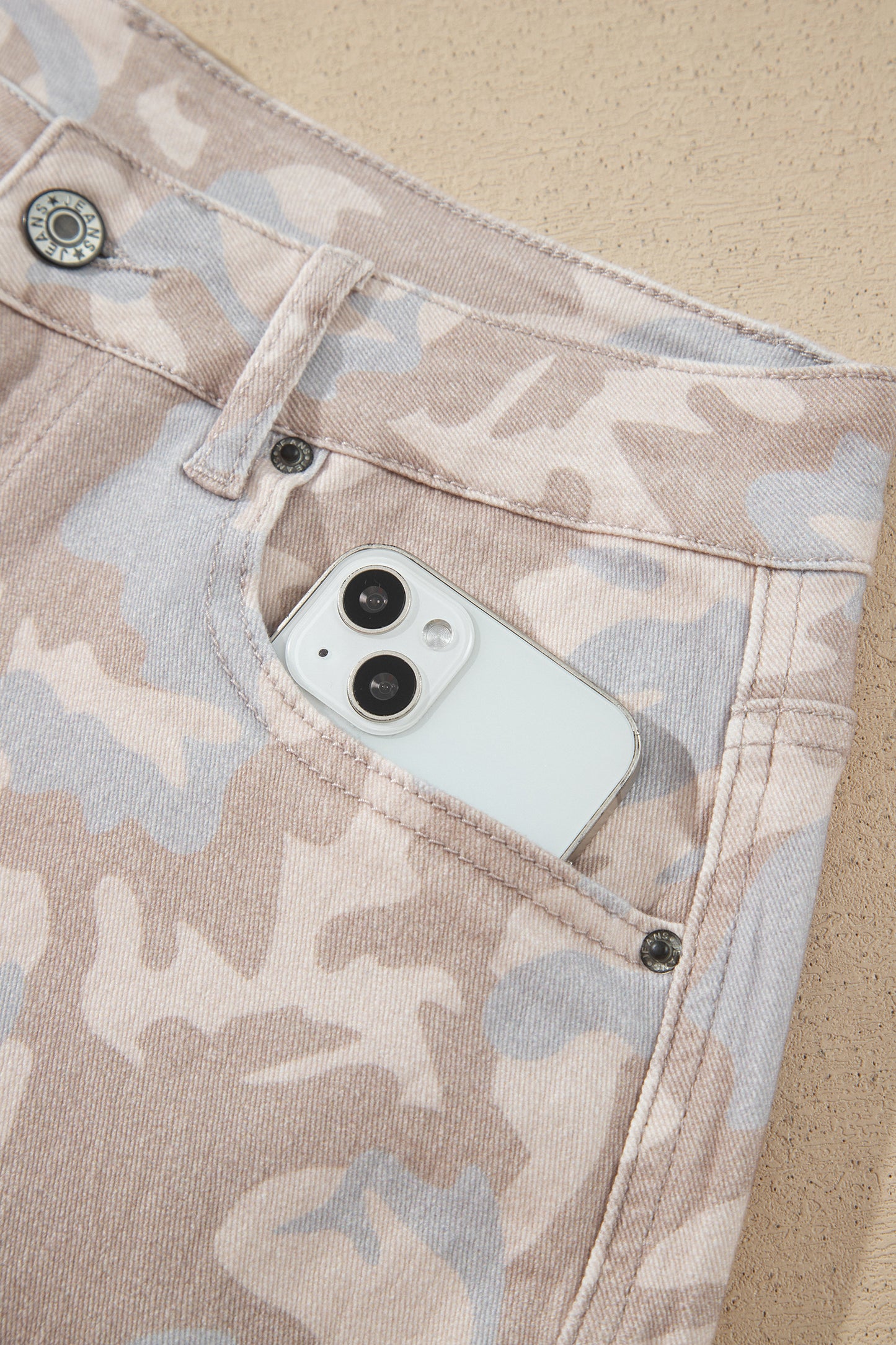 Khaki Camouflage Pattern Pocket Rivet Detail Ankle-Length Harem Fit Jeans-Bottoms/Jeans-[Adult]-[Female]-2022 Online Blue Zone Planet
