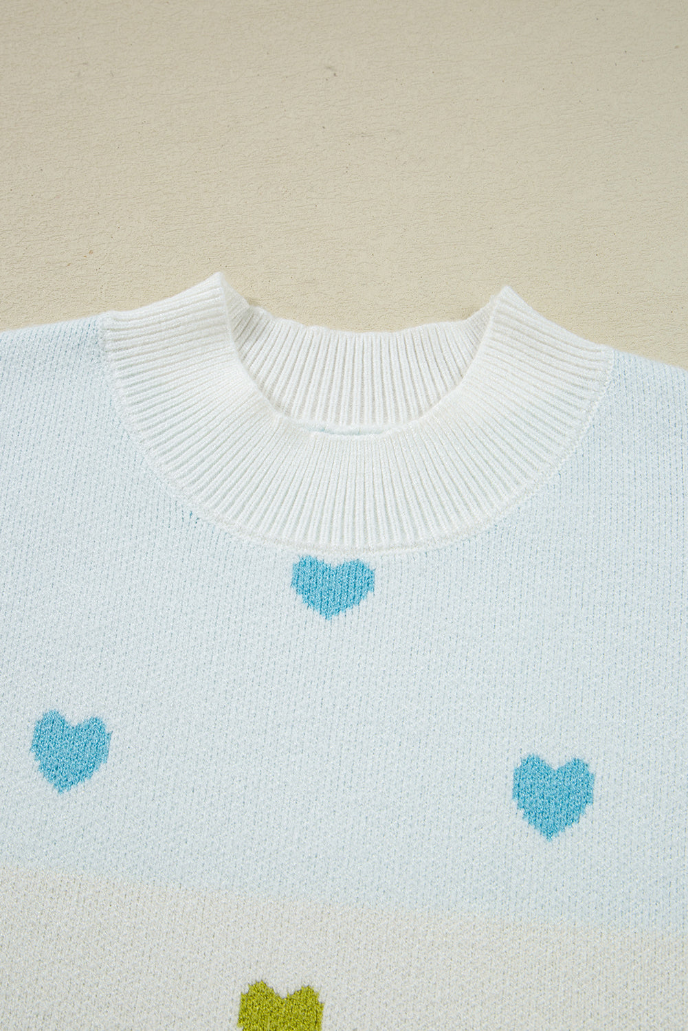 Multicolour Heart Pattern Colorblock Knit High Neck Baggy Sweater-Sweaters & Cardigans/Sweaters-[Adult]-[Female]-2022 Online Blue Zone Planet