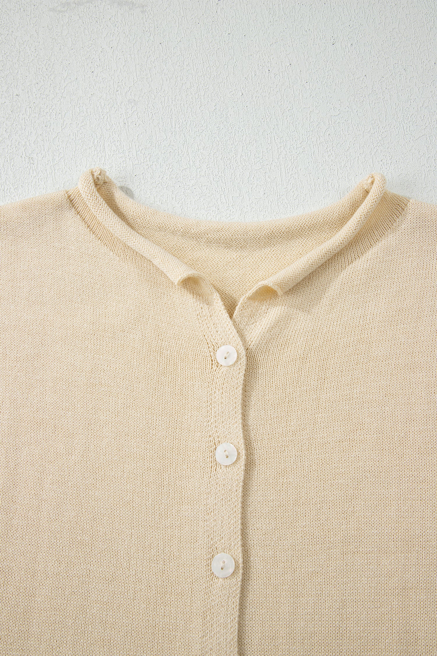 Apricot Buttoned Front Rolled Hem Cap Sleeve Sweater Top-TOPS / DRESSES-[Adult]-[Female]-2022 Online Blue Zone Planet