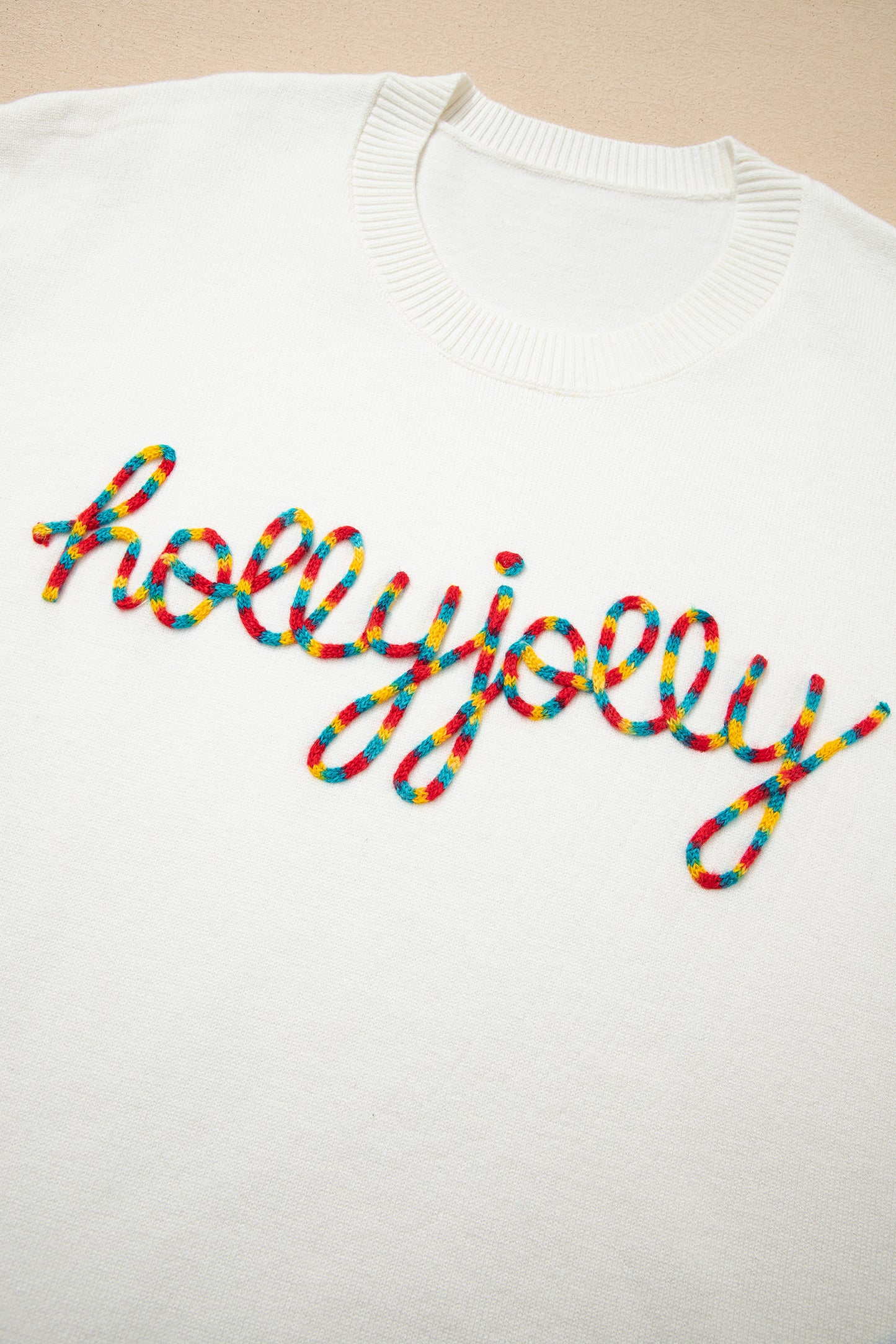 Beige Colorful Holly Jolly Christmas Knit Loose Sweater-TOPS / DRESSES-[Adult]-[Female]-2022 Online Blue Zone Planet