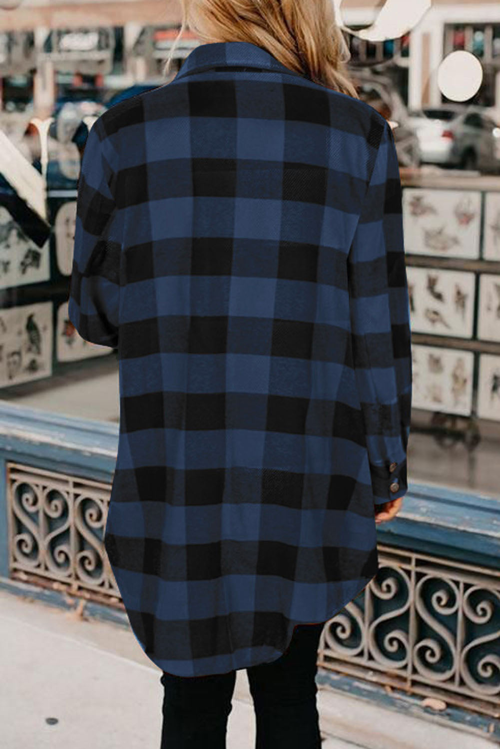 Fiery Red Turn-down Collar Plaid Shirt Coat-Outerwear/Coats-[Adult]-[Female]-2022 Online Blue Zone Planet