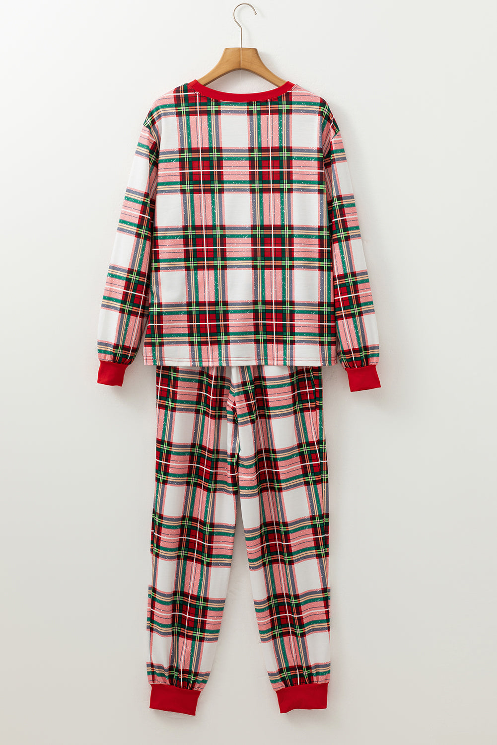 Blue Zone Planet | Red Christmas Plaid Allover Top and Pants Lounge Set-Loungewear & Sleepwear/Loungewear-[Adult]-[Female]-2022 Online Blue Zone Planet