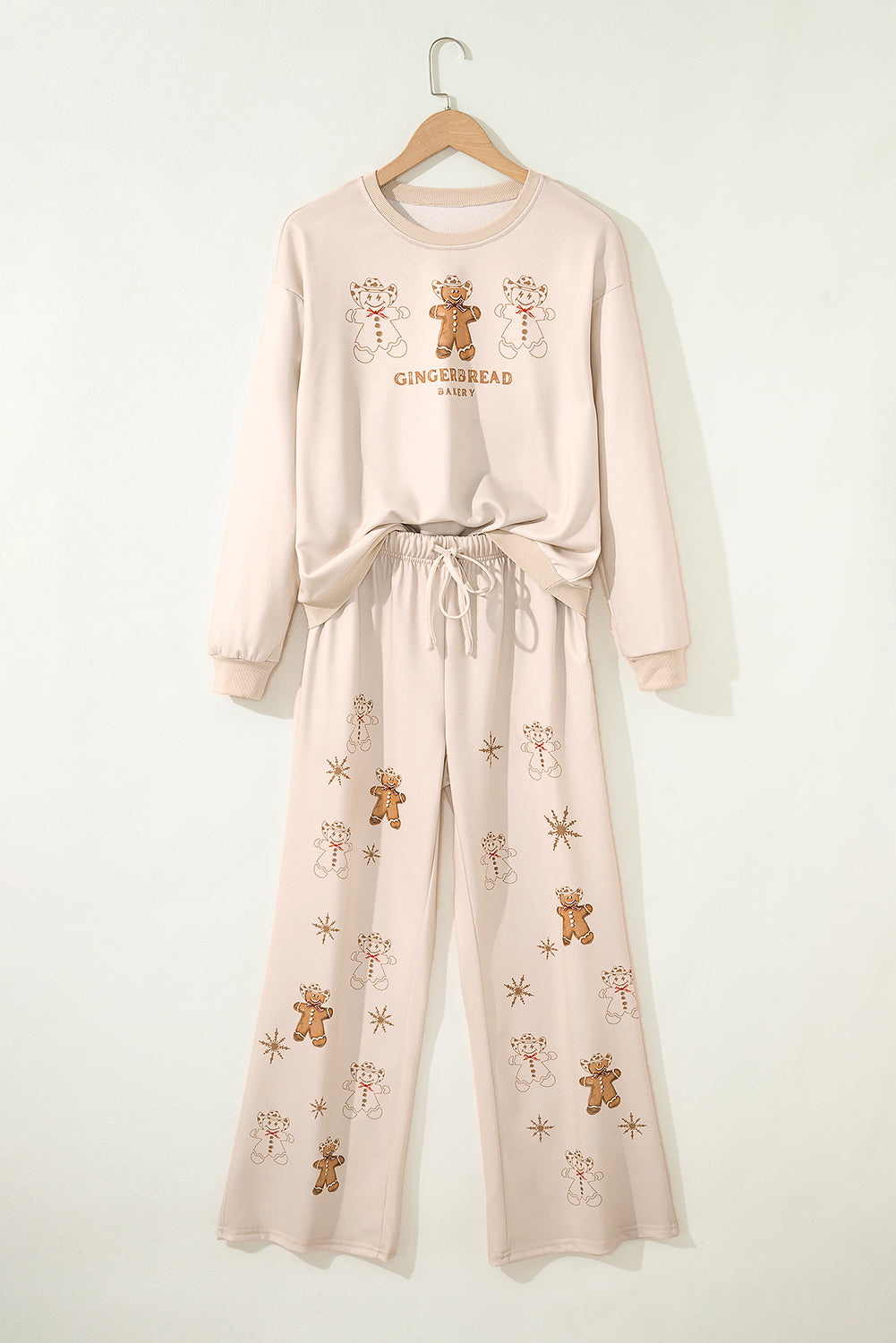 Jet Stream Gingerbread Bakery Christmas Print 2pcs Lounge Set-Loungewear & Sleepwear/Loungewear-[Adult]-[Female]-2022 Online Blue Zone Planet