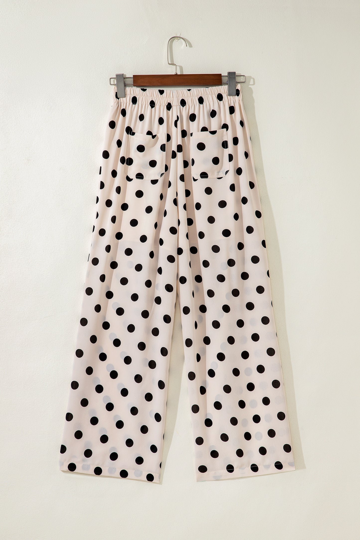 White Polka Dot Print Patched Pocket Loose Pants-Bottoms/Pants & Culotte-[Adult]-[Female]-2022 Online Blue Zone Planet