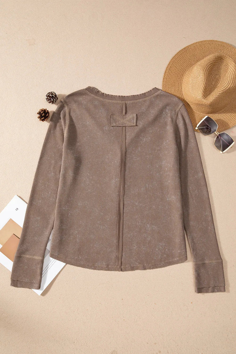 Notched Long Sleeve Top-TOPS / DRESSES-[Adult]-[Female]-2022 Online Blue Zone Planet