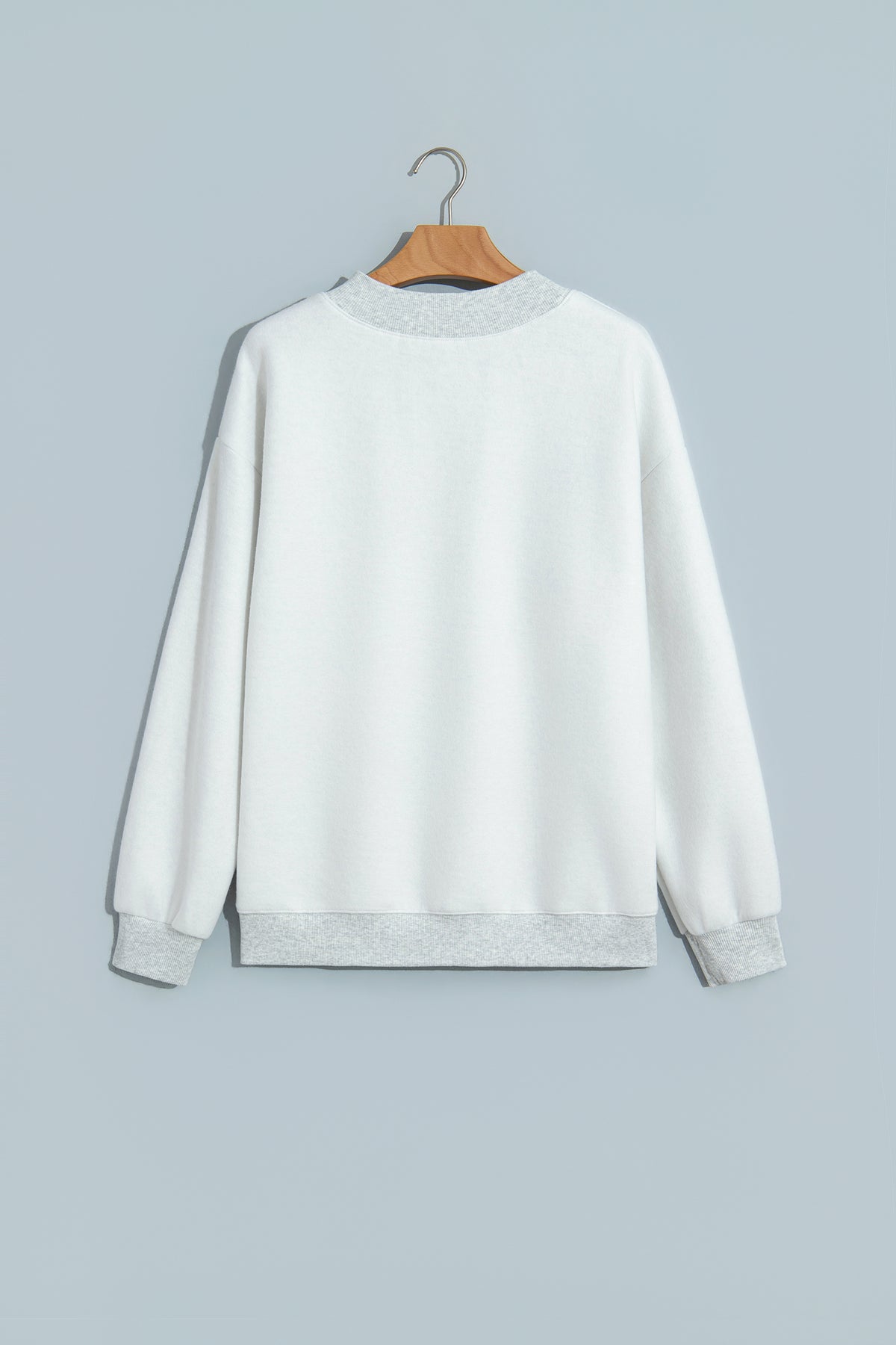 Light Grey Reversible Christian Faith Print Mock Neck Pullover Sweatshirt-Tops/Sweatshirts & Hoodies-[Adult]-[Female]-2022 Online Blue Zone Planet