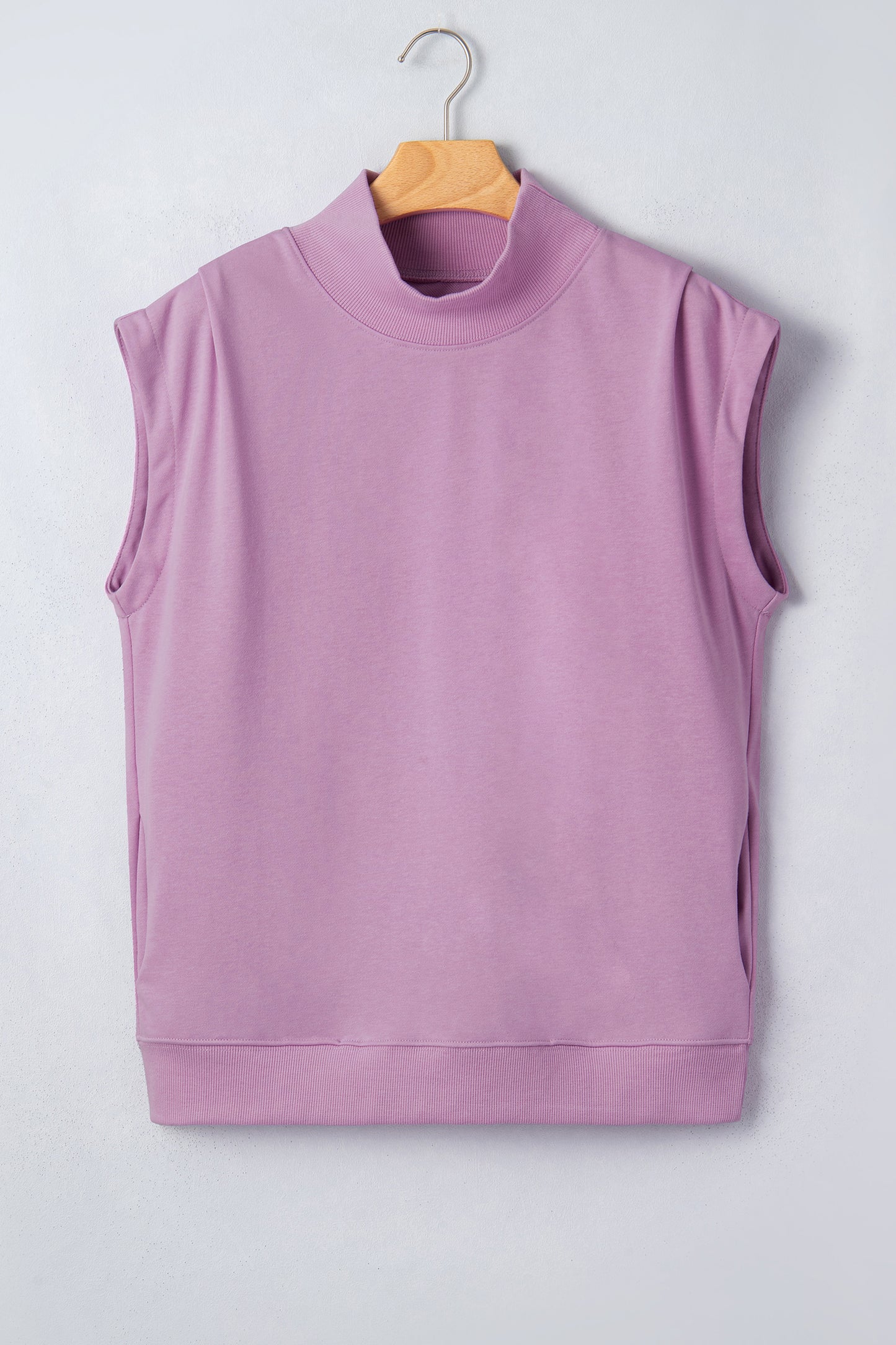Phalaenopsis Solid Color High Neck Cap Sleeve Loose Top-Tops/Tops & Tees-[Adult]-[Female]-2022 Online Blue Zone Planet