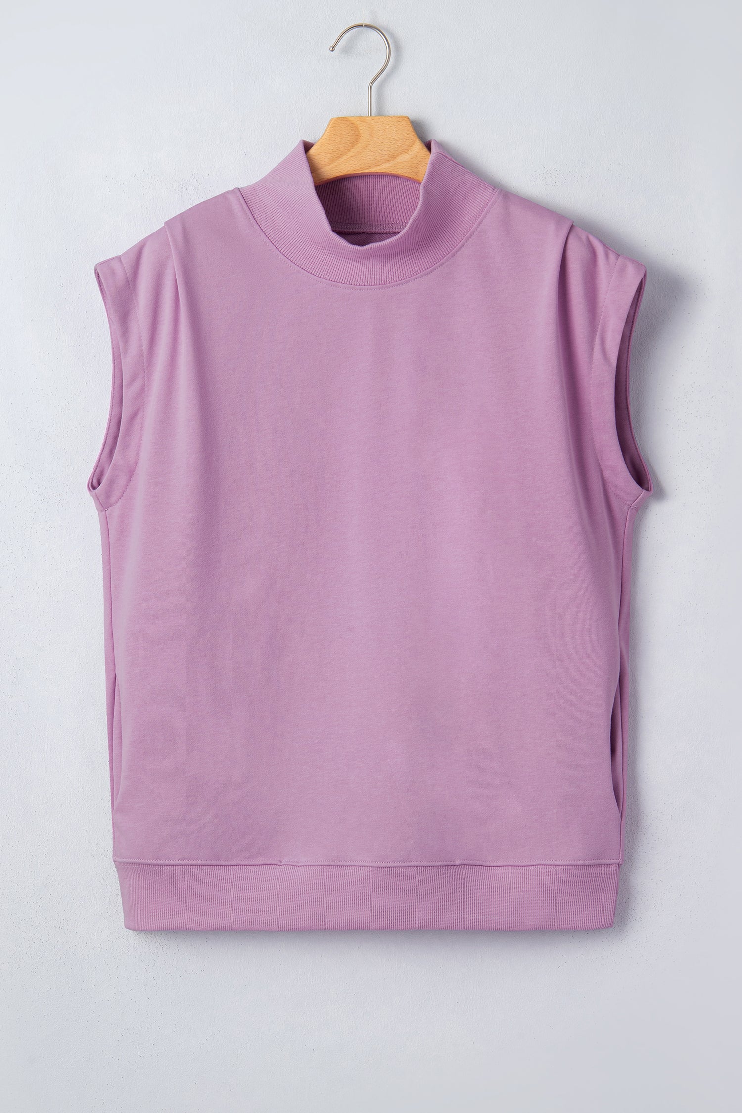 Phalaenopsis Solid Color High Neck Cap Sleeve Loose Top-Tops/Tops & Tees-[Adult]-[Female]-2022 Online Blue Zone Planet