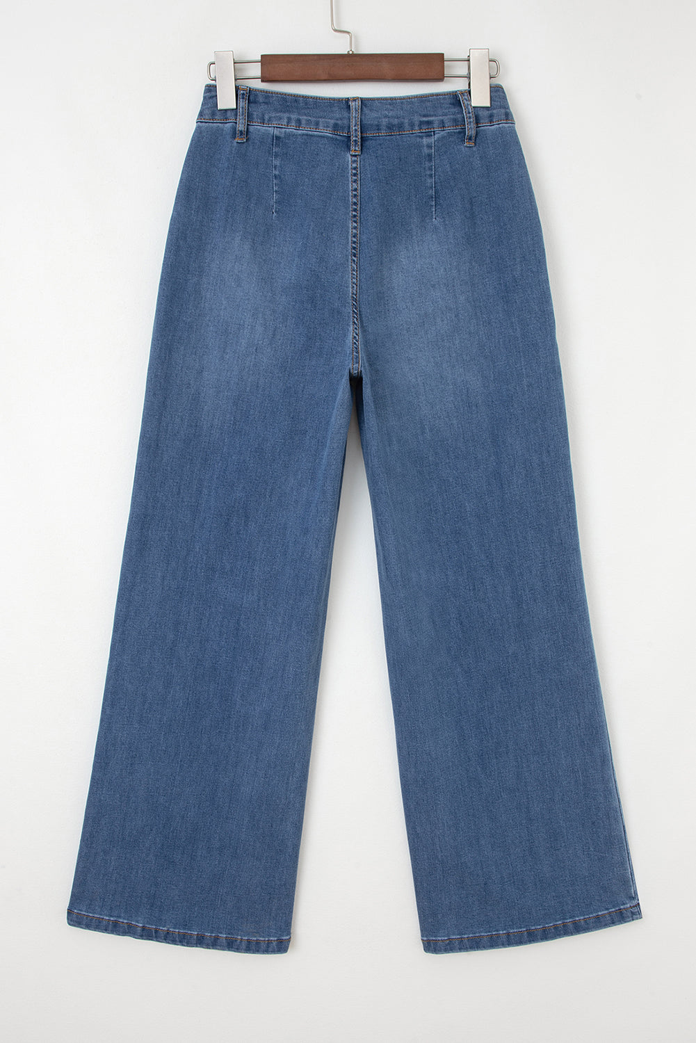 Ashleigh Blue Multi Buttons High Waist Wide Leg Jeans With Pockets-Bottoms/Jeans-[Adult]-[Female]-2022 Online Blue Zone Planet