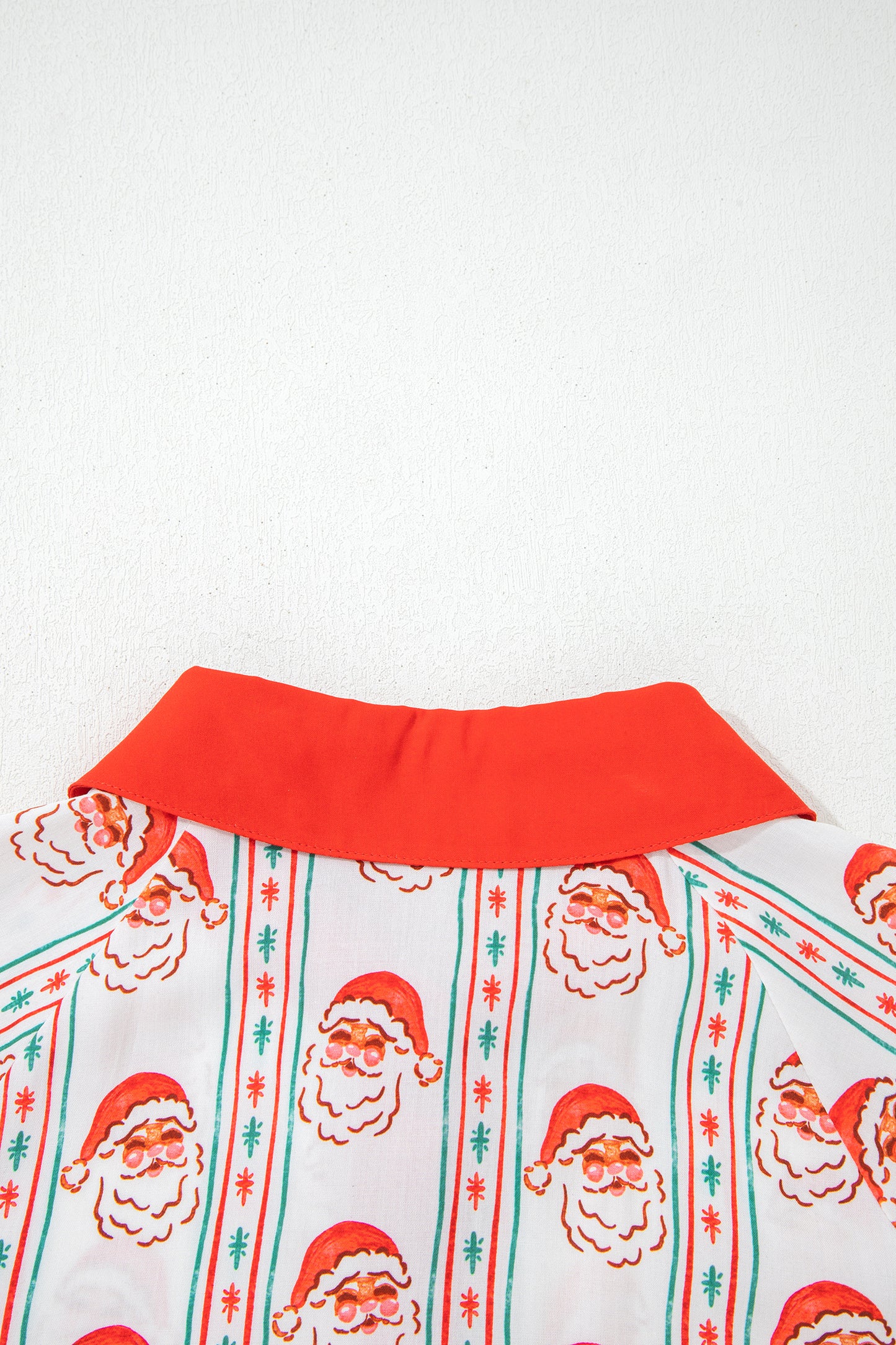 White Father Christmas Contrast Collar Button Front Long Sleeve A-line Mini Dress-TOPS / DRESSES-[Adult]-[Female]-2022 Online Blue Zone Planet