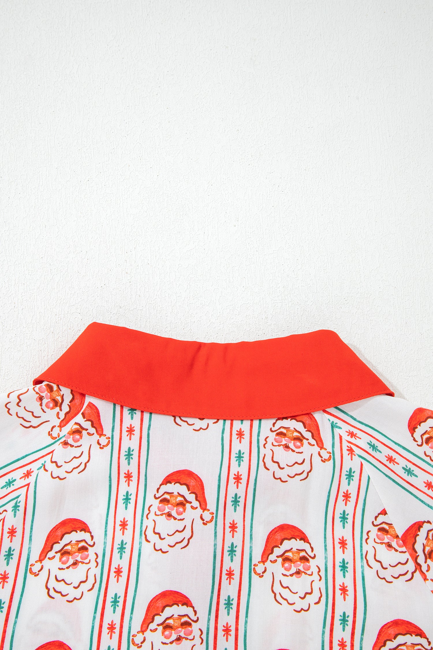 White Father Christmas Contrast Collar Button Front Long Sleeve A-line Mini Dress-TOPS / DRESSES-[Adult]-[Female]-2022 Online Blue Zone Planet