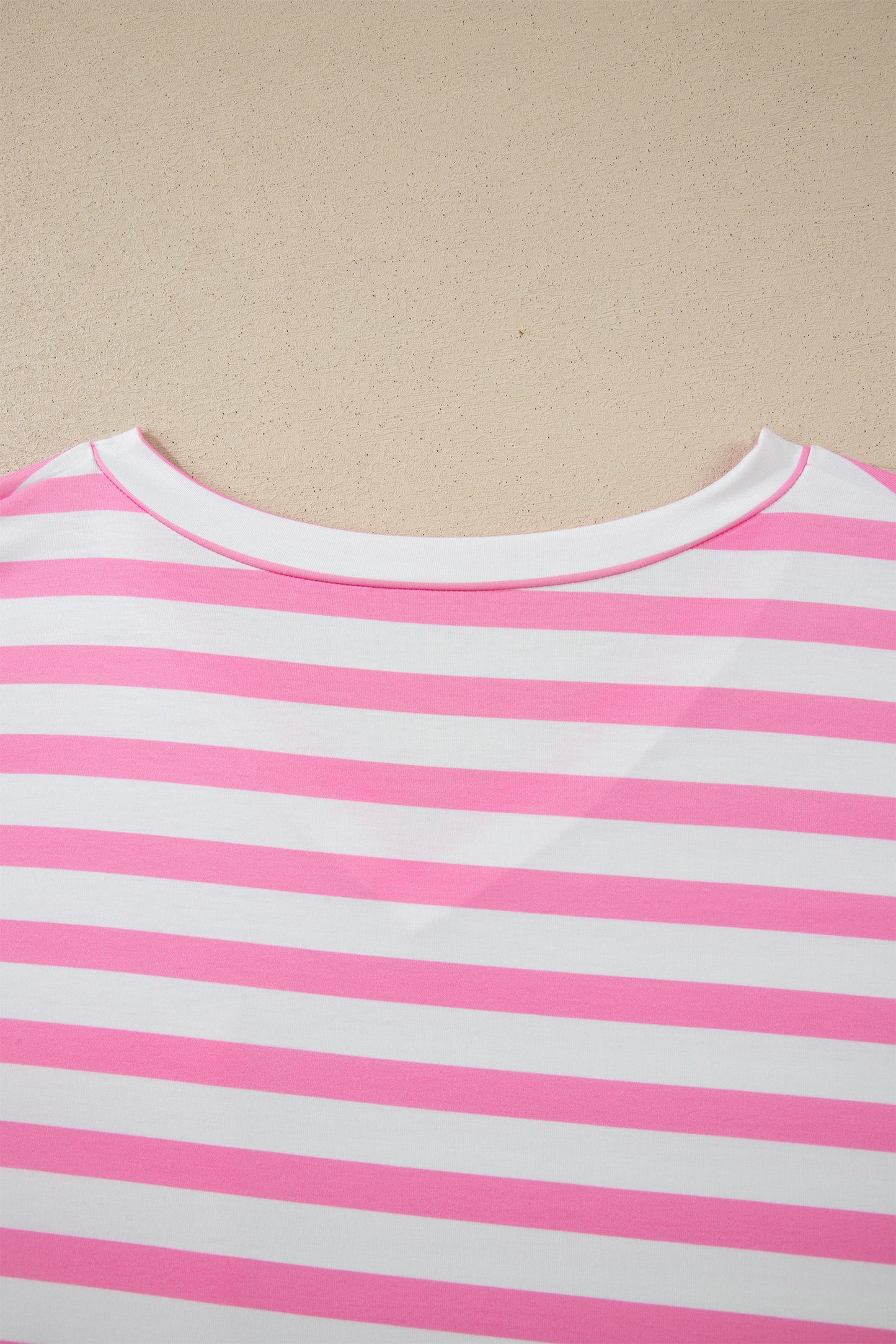 Pink Stripe Colorblock Patched Pocket V Neck Plus Size Tee-Plus Size/Plus Size Tops/Plus Size Tops & Tees-[Adult]-[Female]-2022 Online Blue Zone Planet