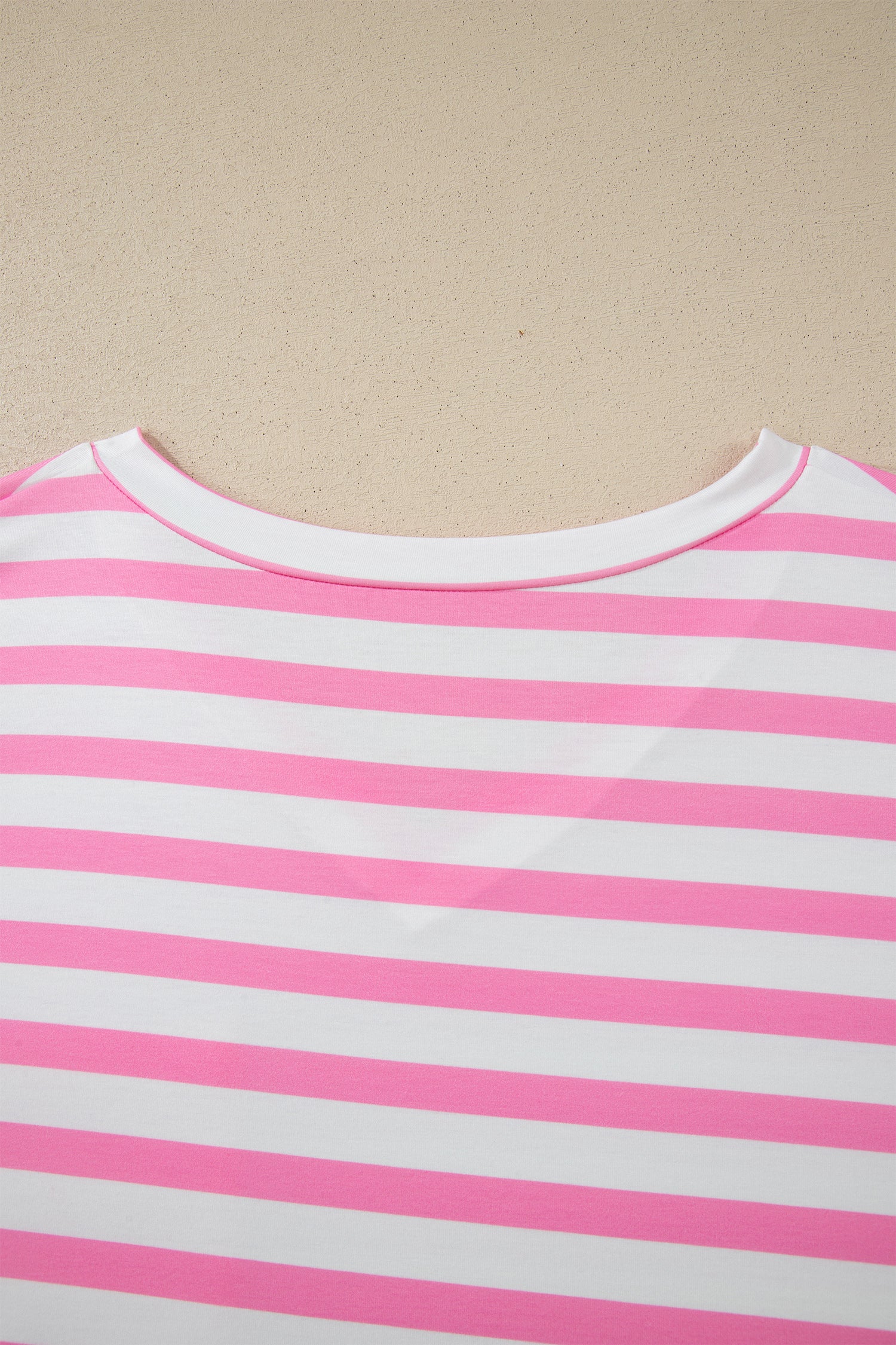 Pink Stripe Colorblock Patched Pocket V Neck Plus Size Tee-Plus Size/Plus Size Tops/Plus Size Tops & Tees-[Adult]-[Female]-2022 Online Blue Zone Planet