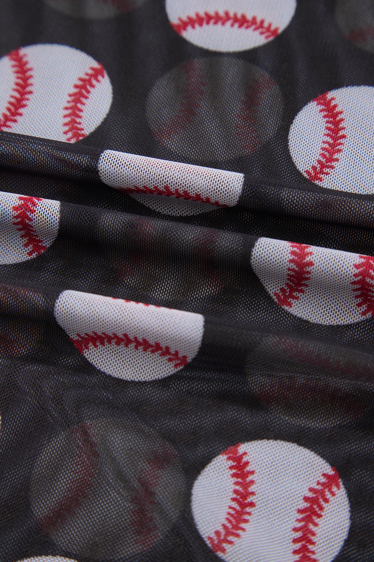 Black Baseball Game Day Sheer Mesh Long Sleeve Top-Tops/Long Sleeve Tops-[Adult]-[Female]-2022 Online Blue Zone Planet