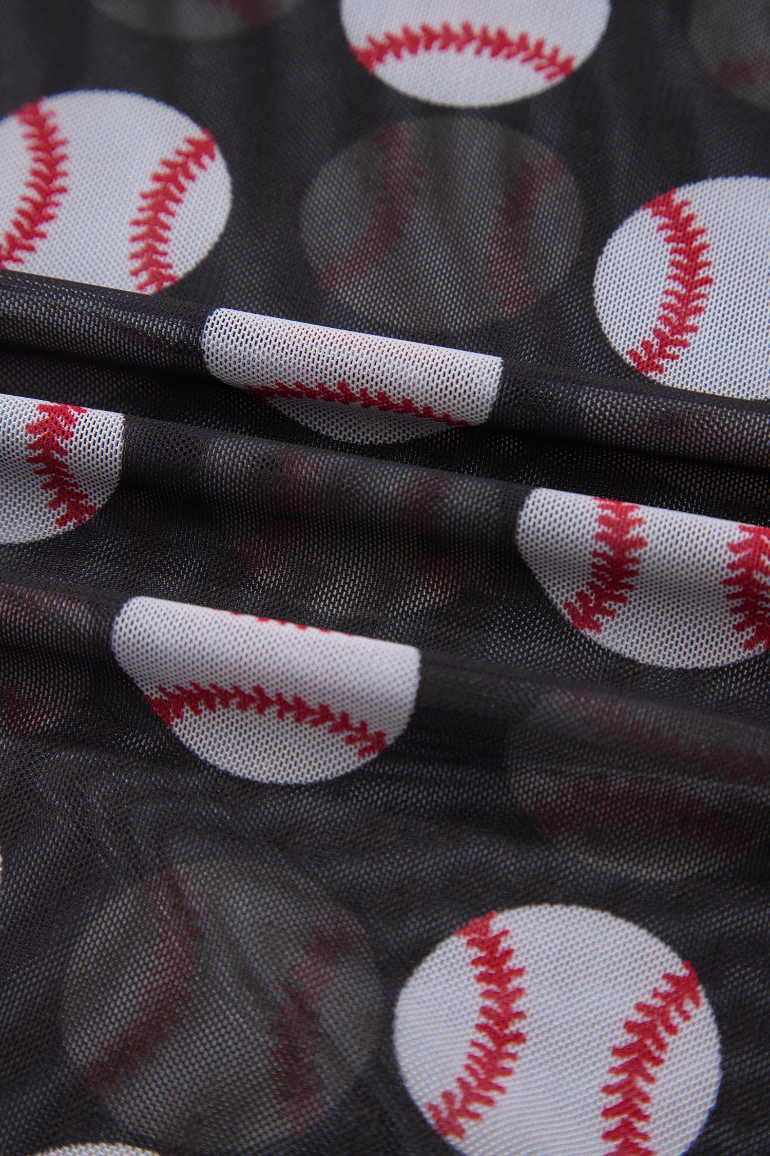 Black Baseball Game Day Sheer Mesh Long Sleeve Top-Tops/Long Sleeve Tops-[Adult]-[Female]-2022 Online Blue Zone Planet