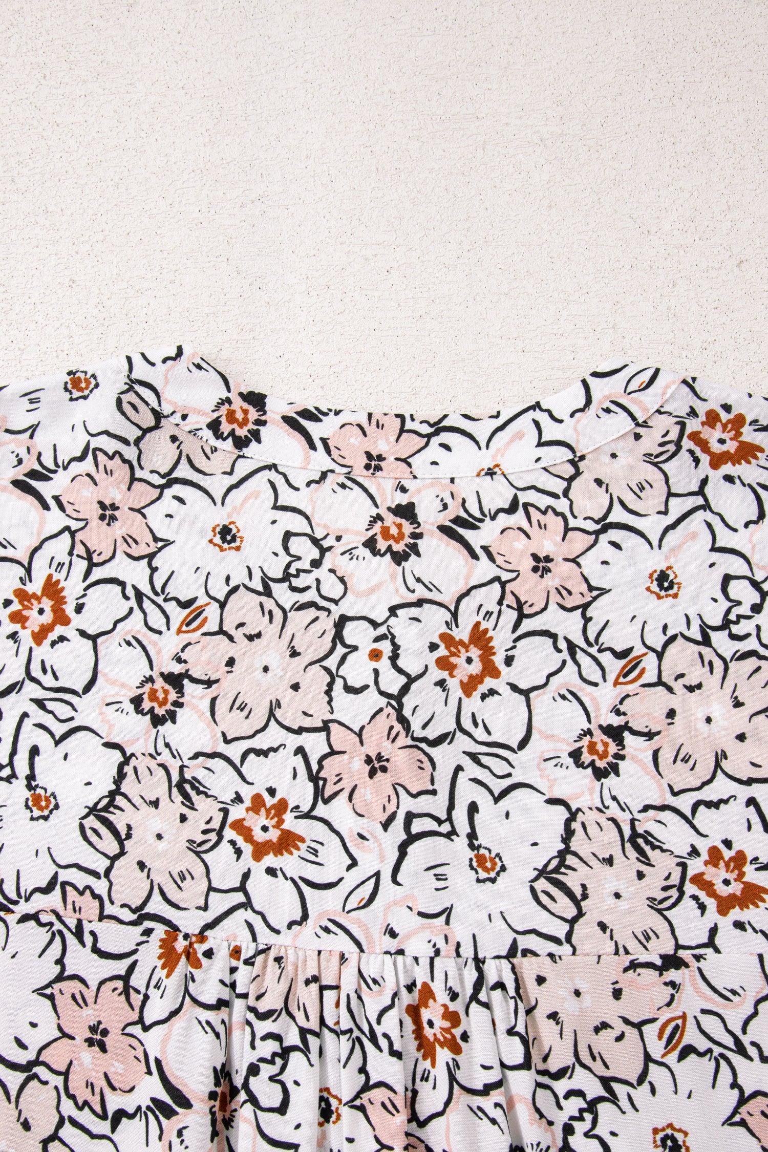 Khaki Bold Floral Print Frilled Puff Sleeve Button Down Shirt-Tops/Blouses & Shirts-[Adult]-[Female]-2022 Online Blue Zone Planet