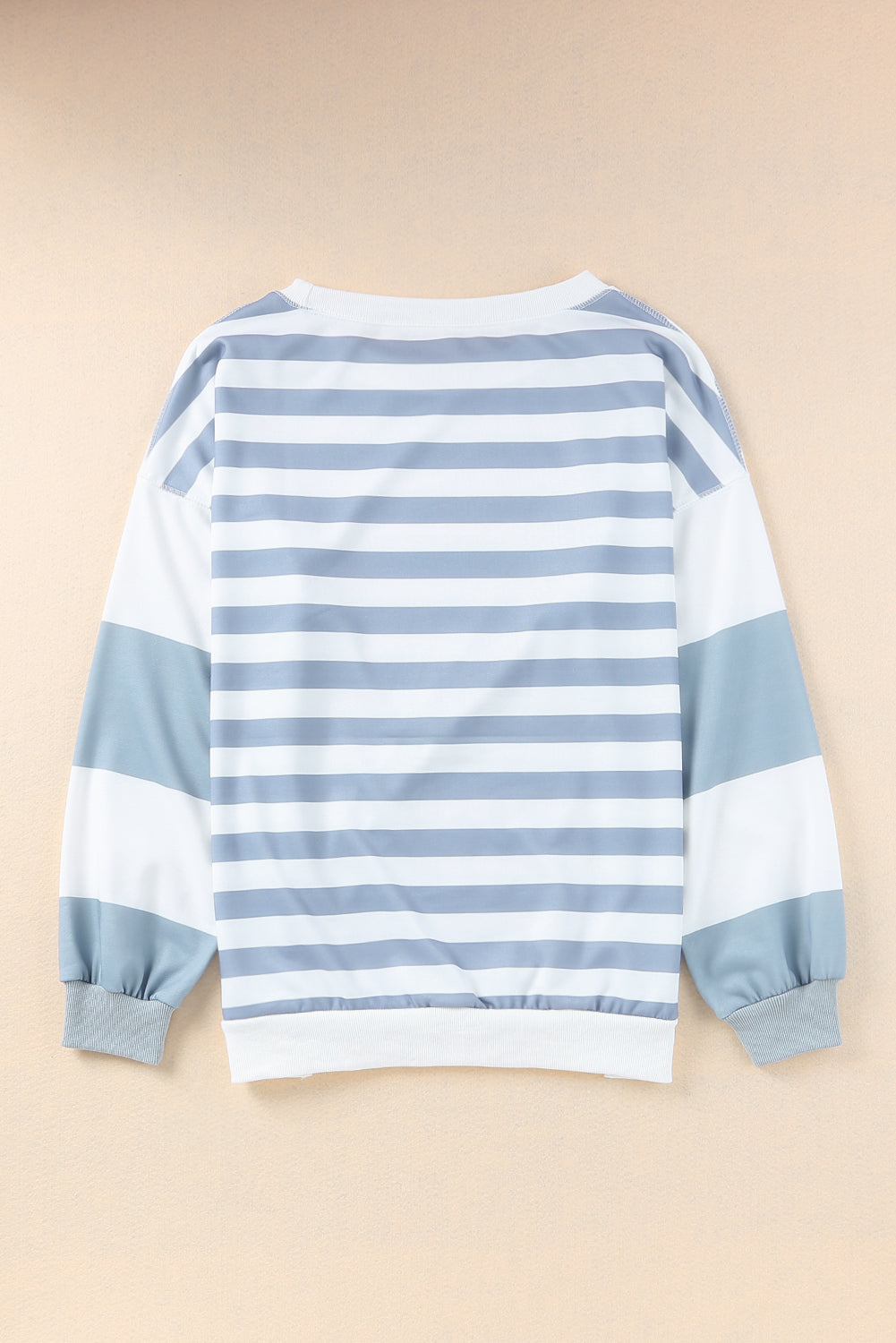 Blue Zone Planet | Football Striped Round Neck Long Sleeve Sweatshirt-TOPS / DRESSES-[Adult]-[Female]-2022 Online Blue Zone Planet