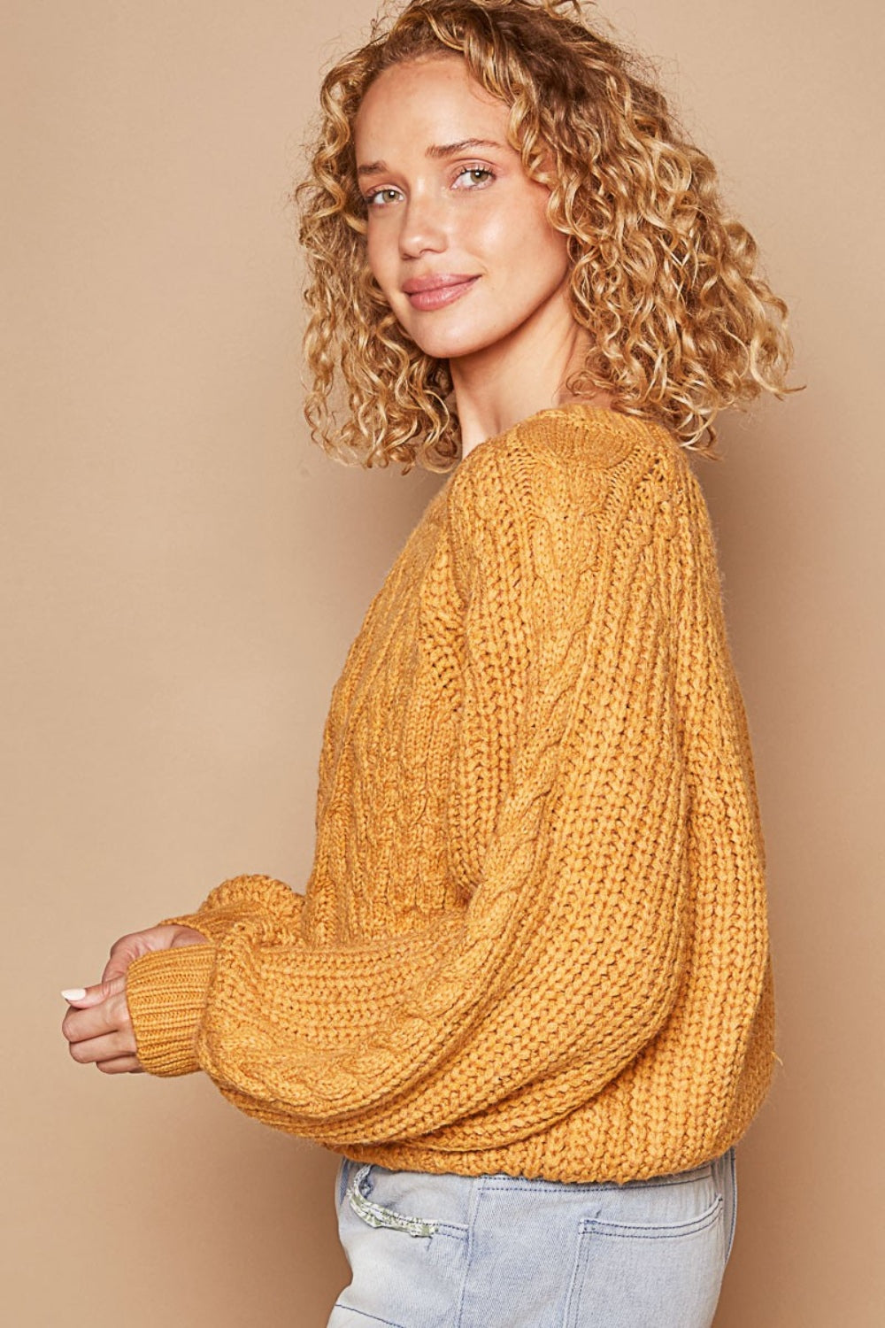 Blue Zone Planet | POL Cable Knit Cutout Long Sleeve Sweater-TOPS / DRESSES-[Adult]-[Female]-2022 Online Blue Zone Planet