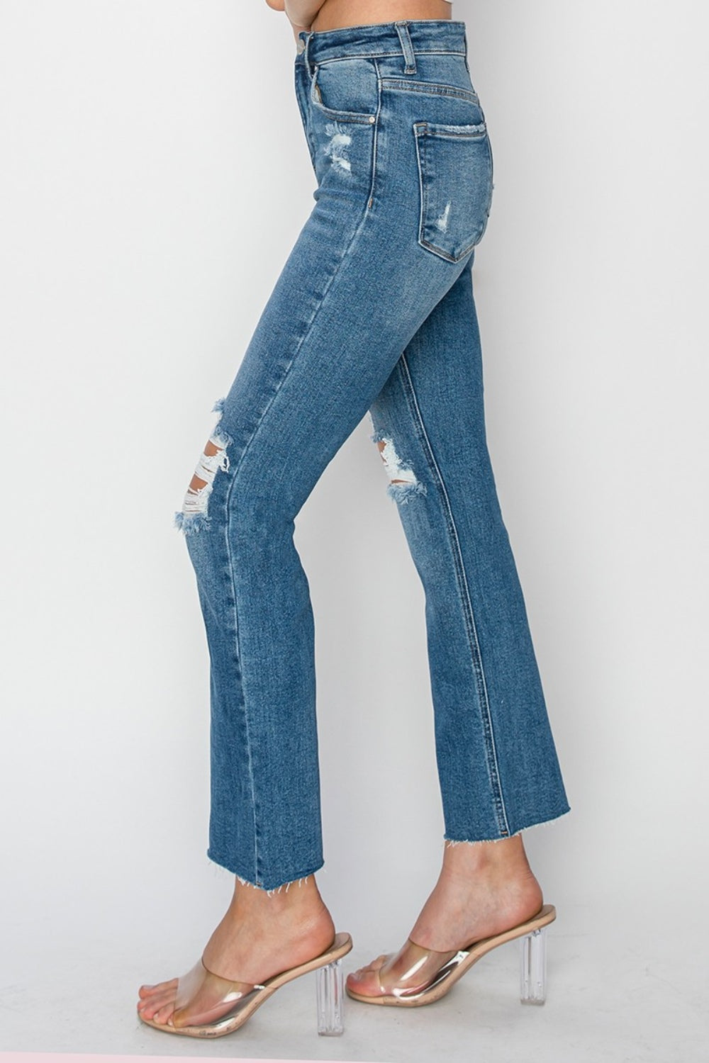 RISEN High Rise Distressed Ankle Jeans-BOTTOMS SIZES SMALL MEDIUM LARGE-[Adult]-[Female]-2022 Online Blue Zone Planet