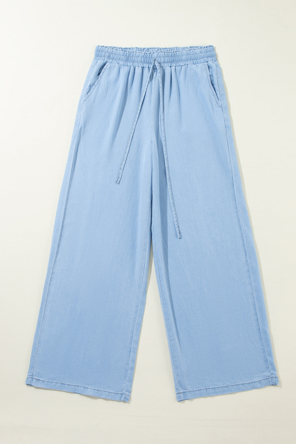 Blue Zone Planet | Drawstring Wide Leg Jeans-BOTTOMS SIZES SMALL MEDIUM LARGE-[Adult]-[Female]-2022 Online Blue Zone Planet