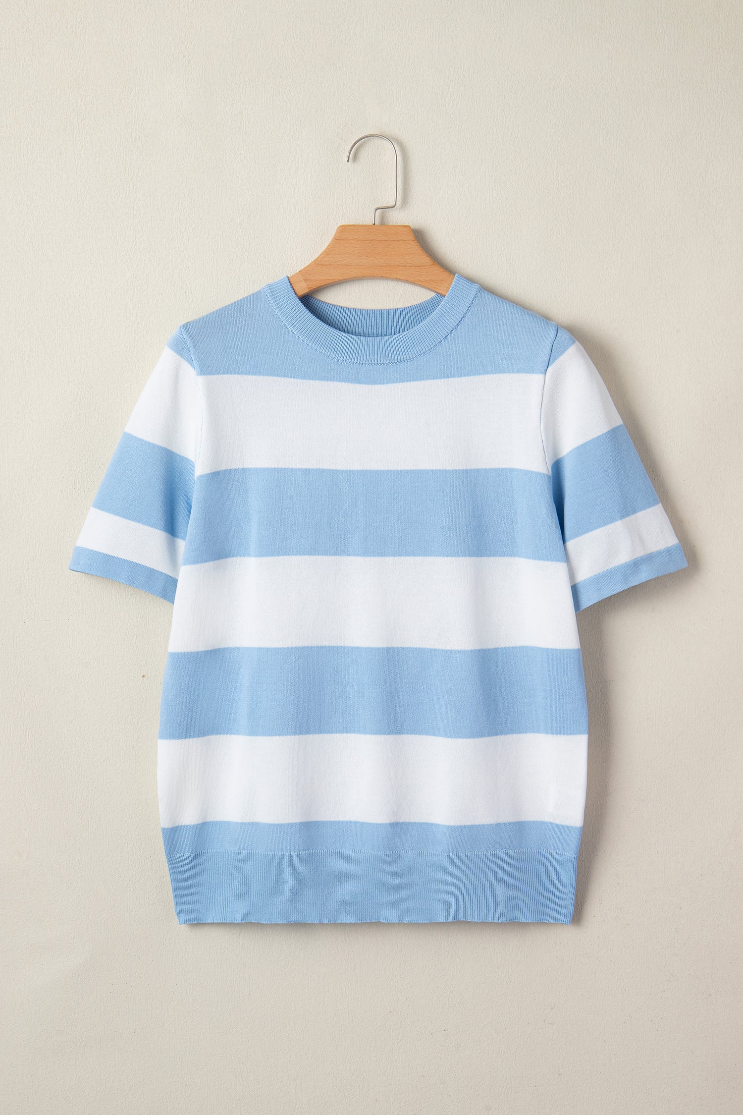 Black Stripe Colorblock Striped Knitted T Shirt-TOPS / DRESSES-[Adult]-[Female]-2022 Online Blue Zone Planet