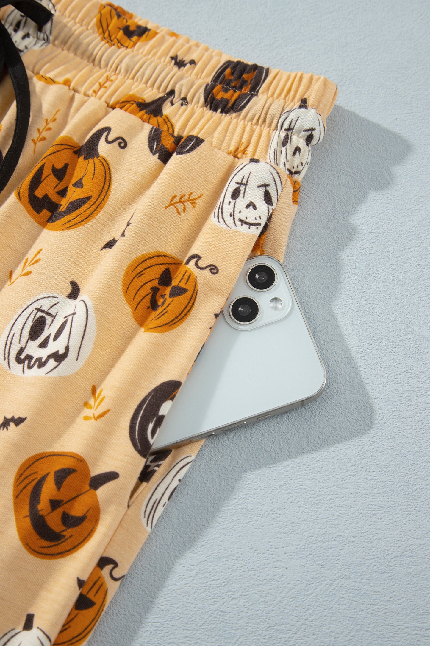 Orange Halloween Pumpkin Print Two Piece Long Sleeve Lounge Set-Loungewear & Sleepwear/Loungewear-[Adult]-[Female]-2022 Online Blue Zone Planet