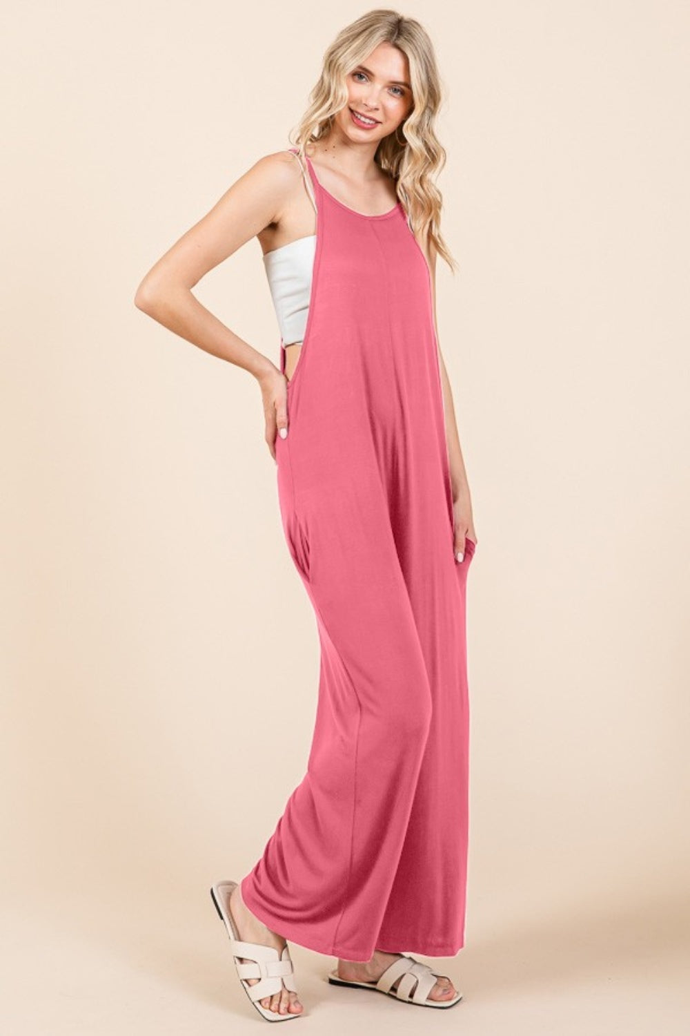 Culture Code Full Size Sleeveless Wide Leg Jumpsuit with Pockets-TOPS / DRESSES-[Adult]-[Female]-2022 Online Blue Zone Planet