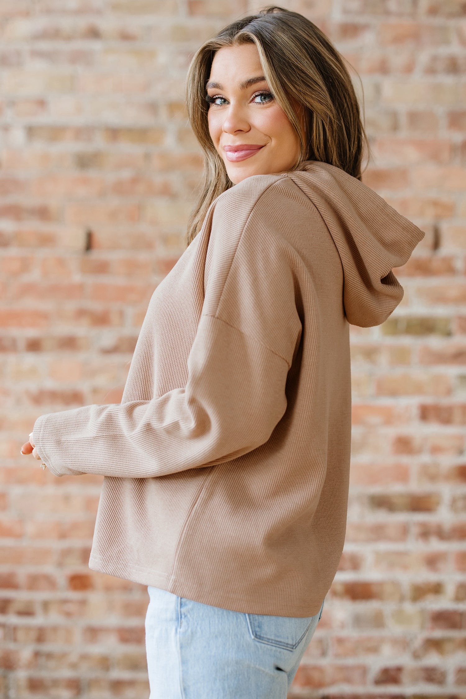 Parchment Thermal Textured Leopard Drawstring Baggy Hoodie-Tops / Dresses-[Adult]-[Female]-2022 Online Blue Zone Planet