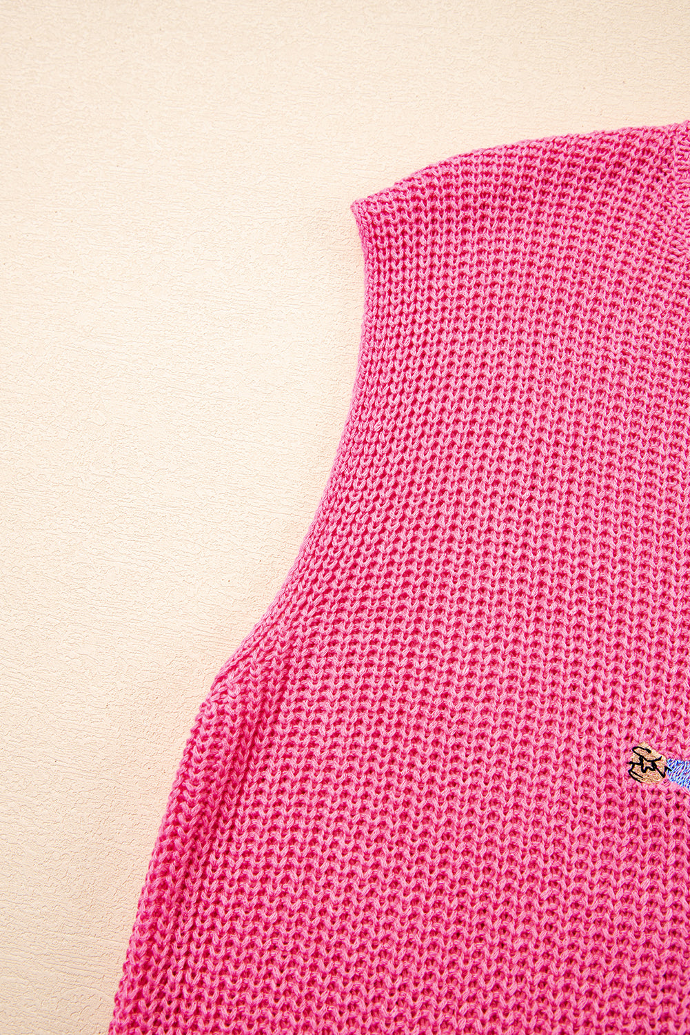 Bright Pink Western Cowboy Embroidery Round Neck Sleeveless Sweater-TOPS / DRESSES-[Adult]-[Female]-2022 Online Blue Zone Planet