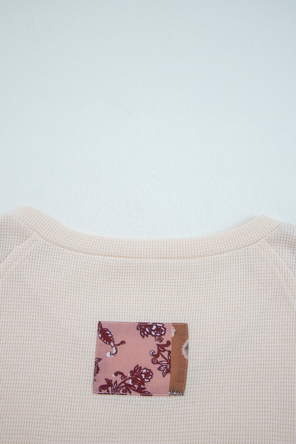 Beige Paisley Ethnic Print Contrast Patchwork Long Sleeve Loose Top-Tops/Blouses & Shirts-[Adult]-[Female]-2022 Online Blue Zone Planet