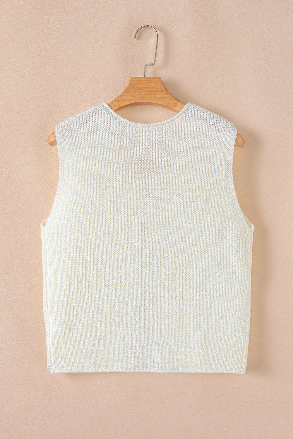 Blue Zone Planet | Beige Lace-up Front V Neck Sweater Vest-Sweaters & Cardigans/Sweater Vests-[Adult]-[Female]-2022 Online Blue Zone Planet