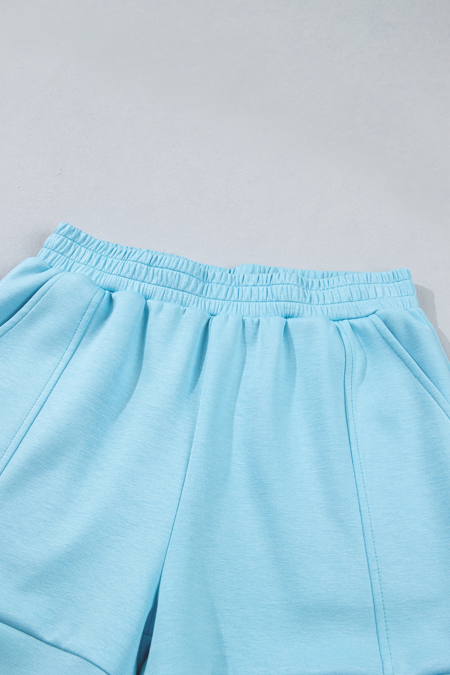 Myosotis Half Zip High Neck Tee Athleisure Short Set-Two Piece Sets/Short Sets-[Adult]-[Female]-2022 Online Blue Zone Planet