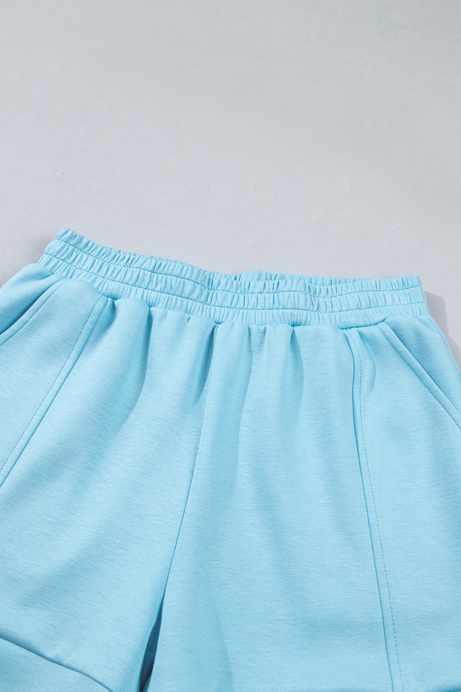 Myosotis Half Zip High Neck Tee Athleisure Short Set-Two Piece Sets/Short Sets-[Adult]-[Female]-2022 Online Blue Zone Planet