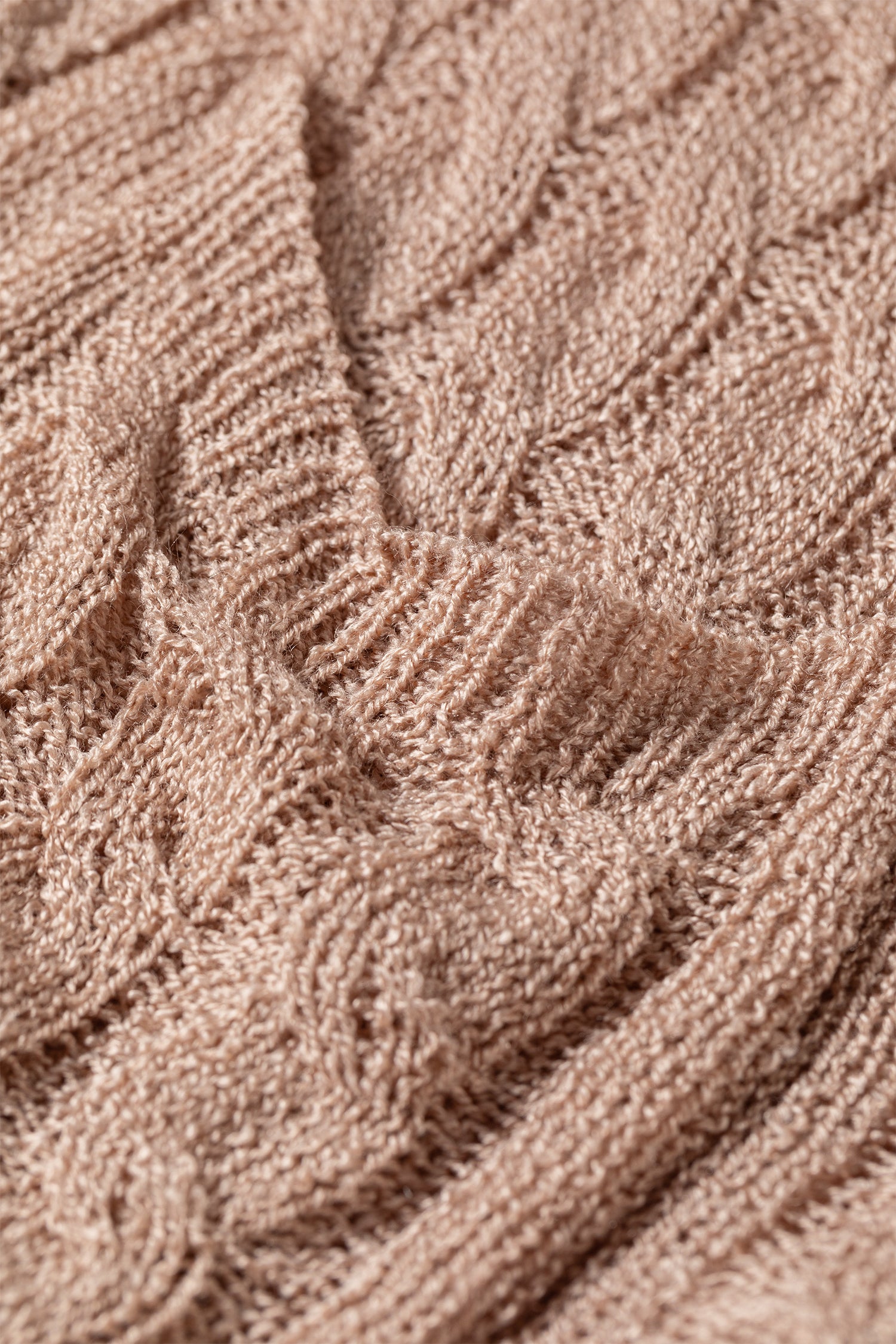 Old Rose Hollowed Pattern Knit Drop Shoulder Open Sweater Cardigan-Sweaters & Cardigans/Cardigans-[Adult]-[Female]-2022 Online Blue Zone Planet