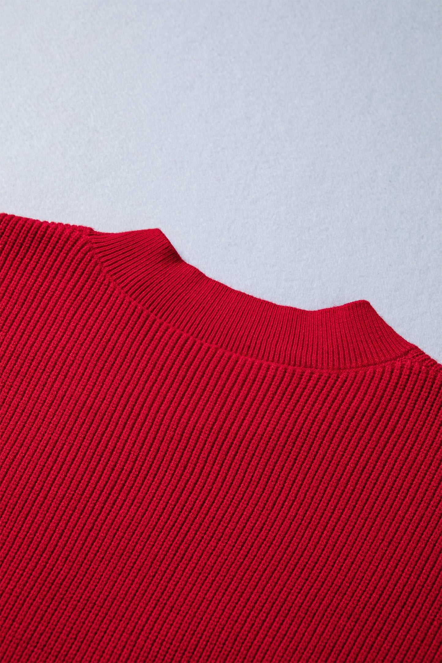 Fiery Red Bow Embroidered Graphic Ribbed Sweater Top-TOPS / DRESSES-[Adult]-[Female]-2022 Online Blue Zone Planet