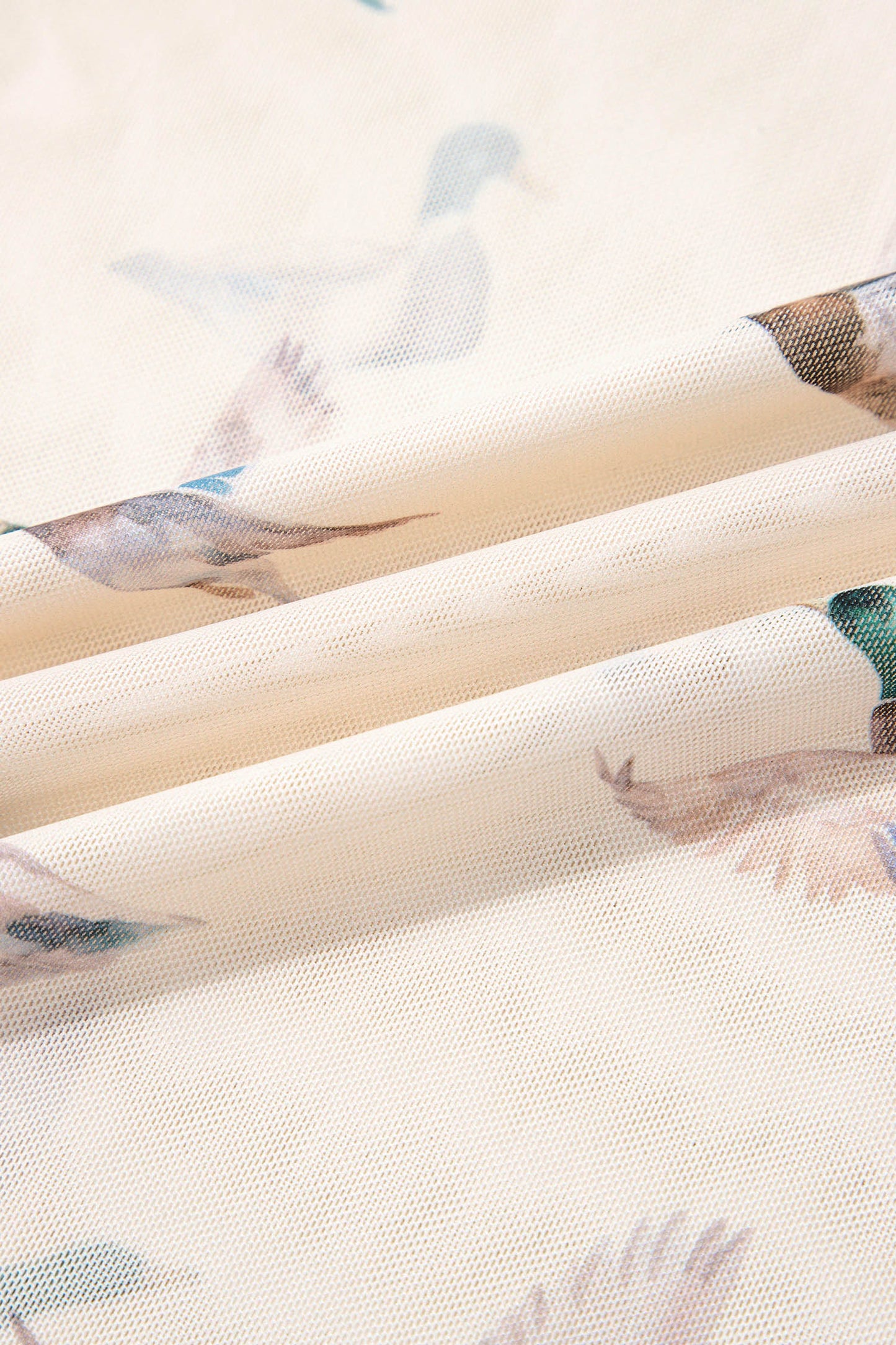 Beige Mallard Sheer Mesh Short Sleeve Top-Tops/Tops & Tees-[Adult]-[Female]-2022 Online Blue Zone Planet