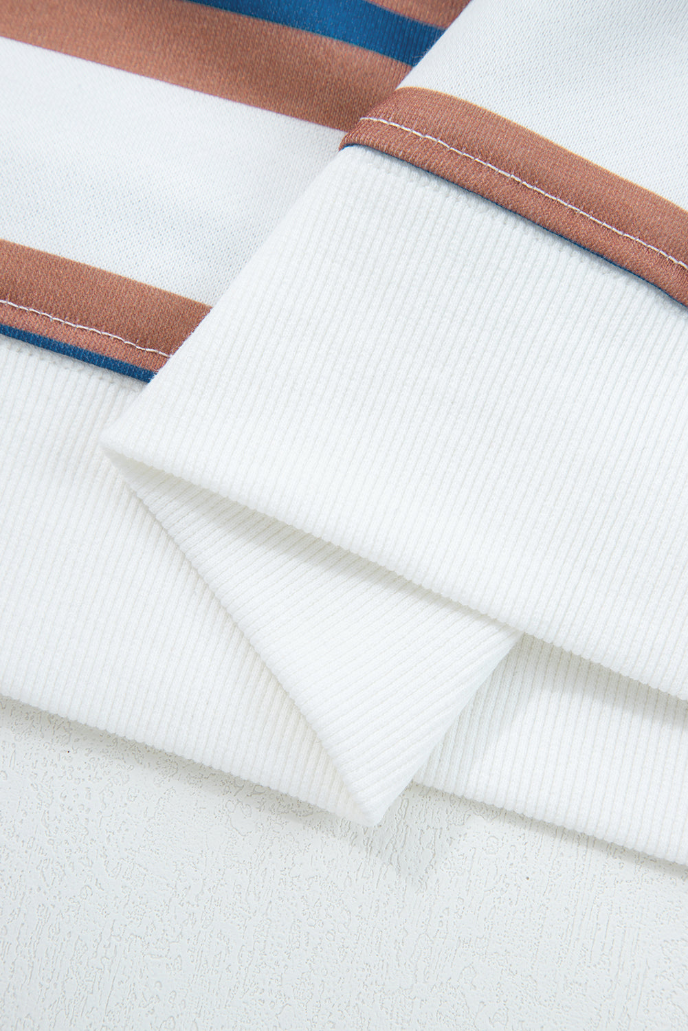 Brown Stripe Crew Neck Drop Shoulder Pullover Sweatshirt-Tops/Sweatshirts & Hoodies-[Adult]-[Female]-2022 Online Blue Zone Planet