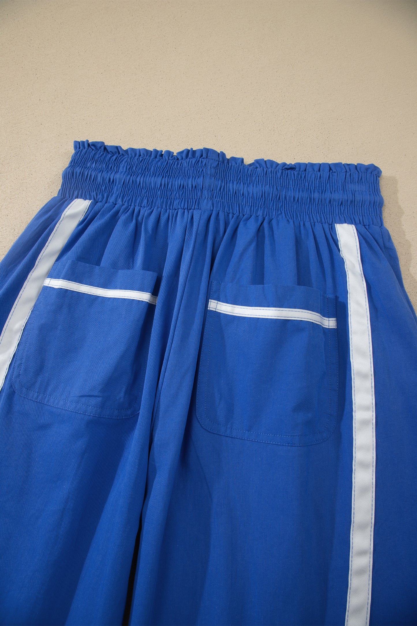 Black Contrast Striped Smocked Waist Drawstring Cropped Casual Pants-Bottoms/Pants & Culotte-[Adult]-[Female]-2022 Online Blue Zone Planet