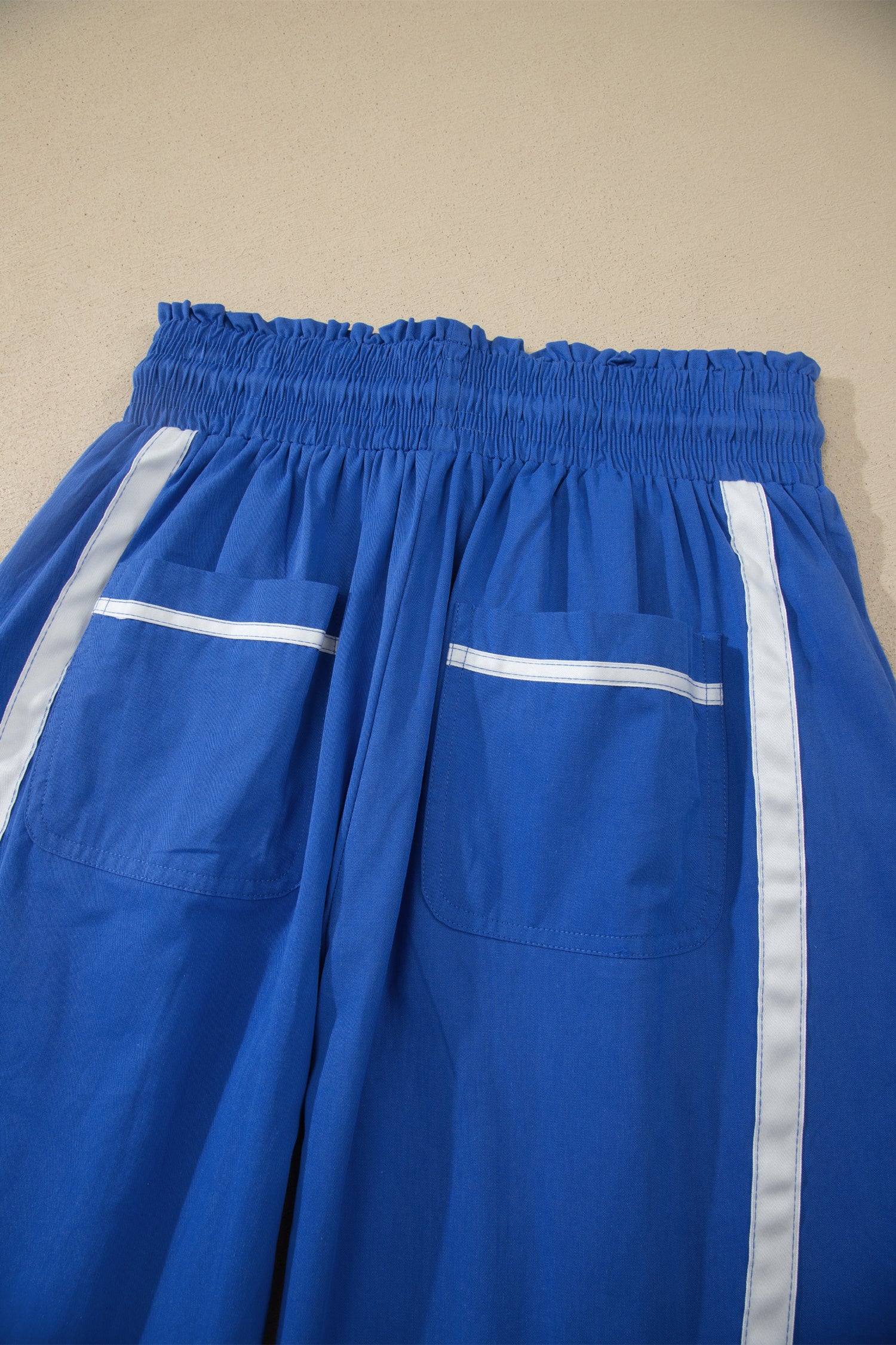 Black Contrast Striped Smocked Waist Drawstring Cropped Casual Pants-Bottoms/Pants & Culotte-[Adult]-[Female]-2022 Online Blue Zone Planet
